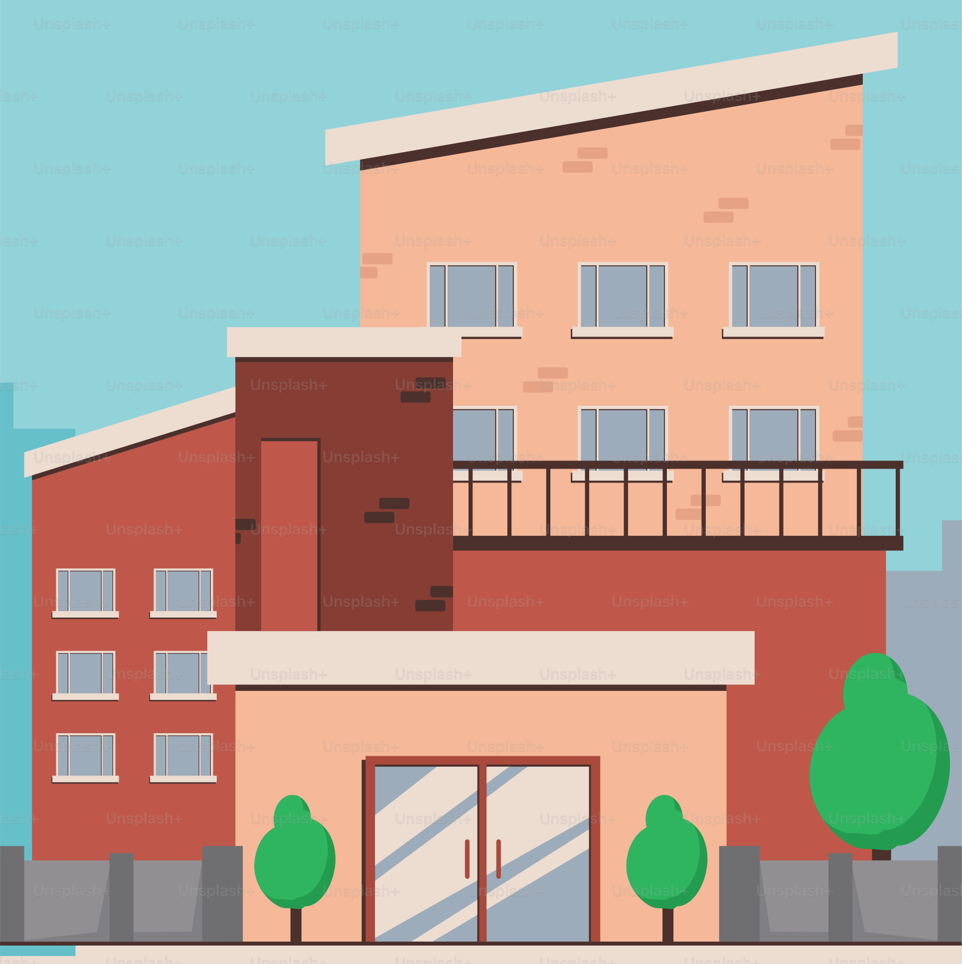 A picture of a building with trees in front of it