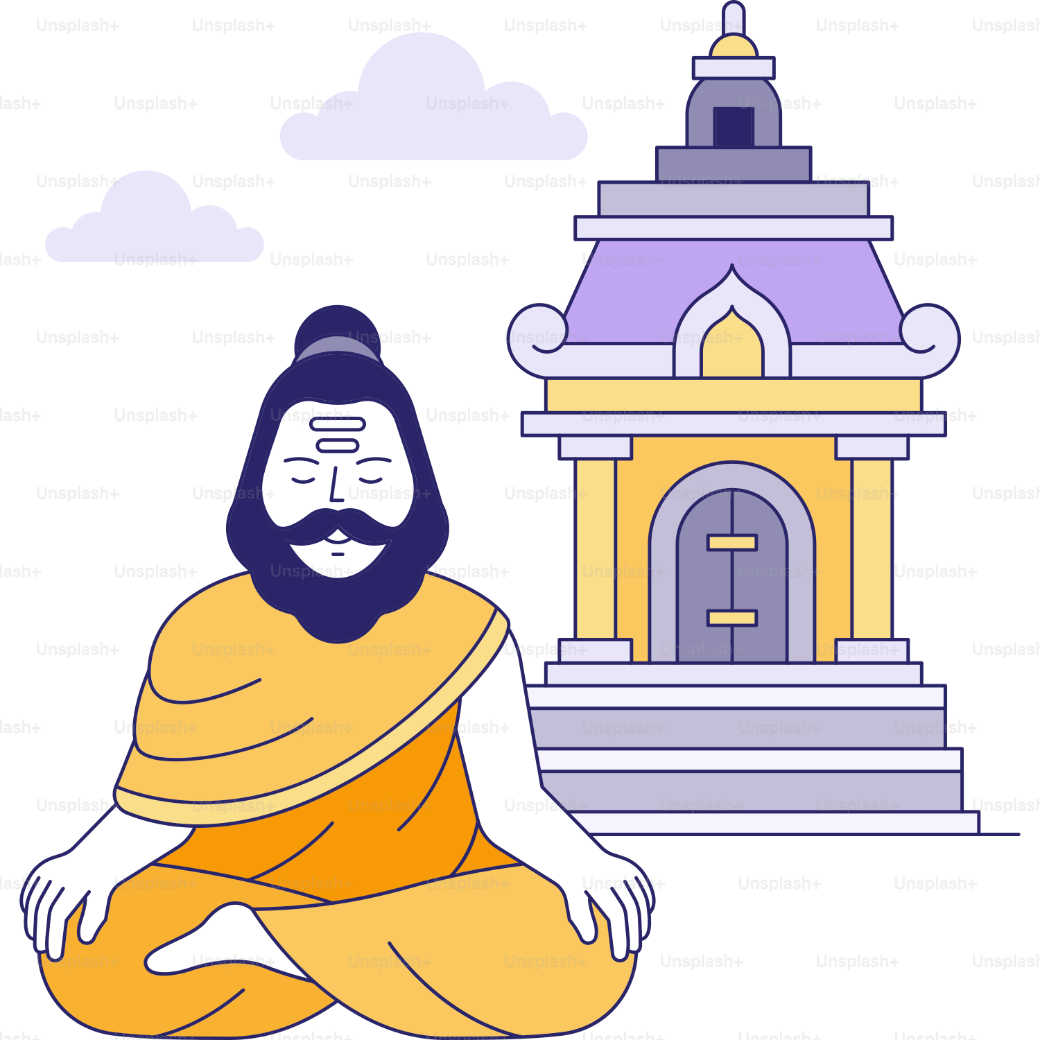 A man sitting on the ground in front of a clock tower