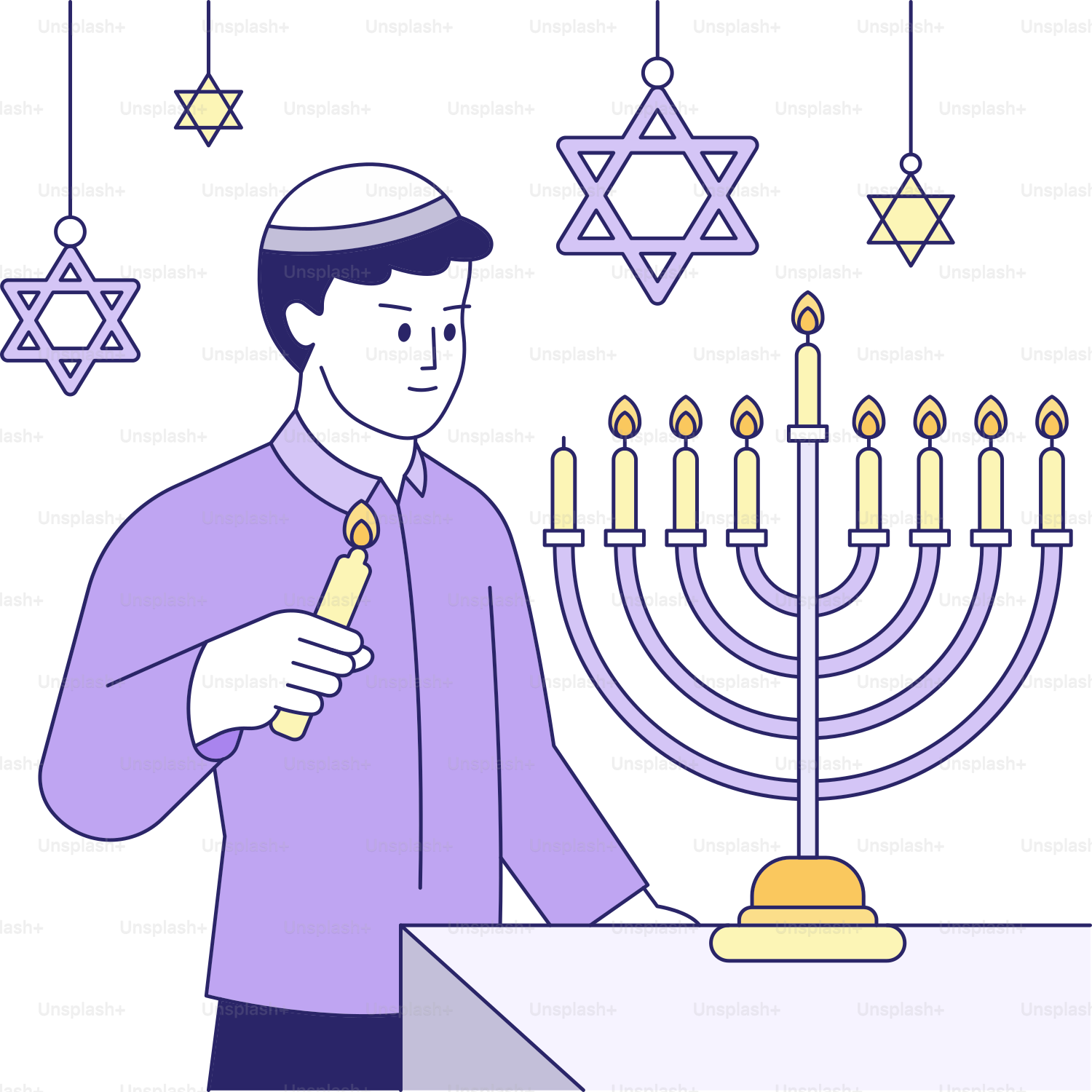 Ein Mann, der vor einer Menora steht