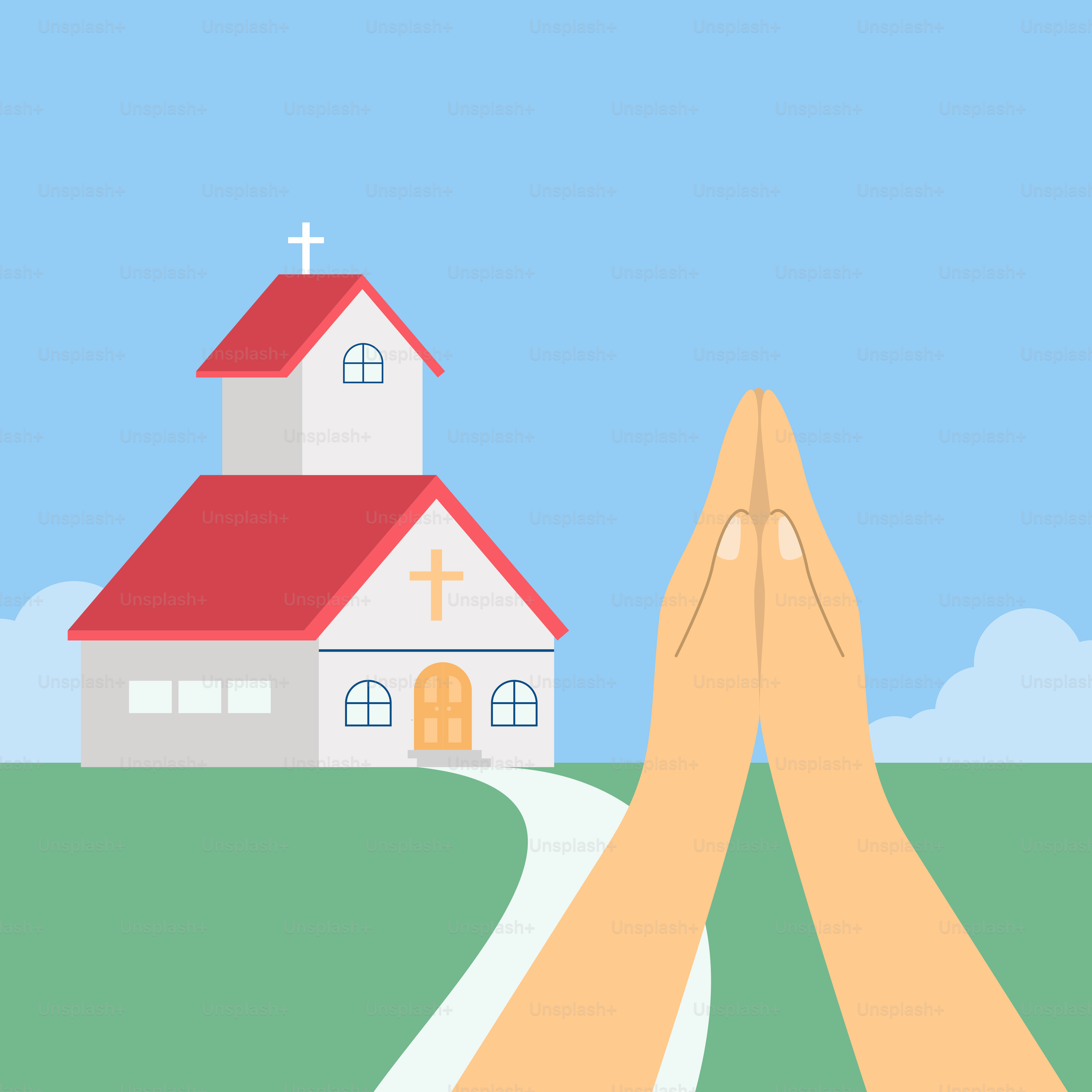 Una persona che si tiene per mano davanti a una chiesa