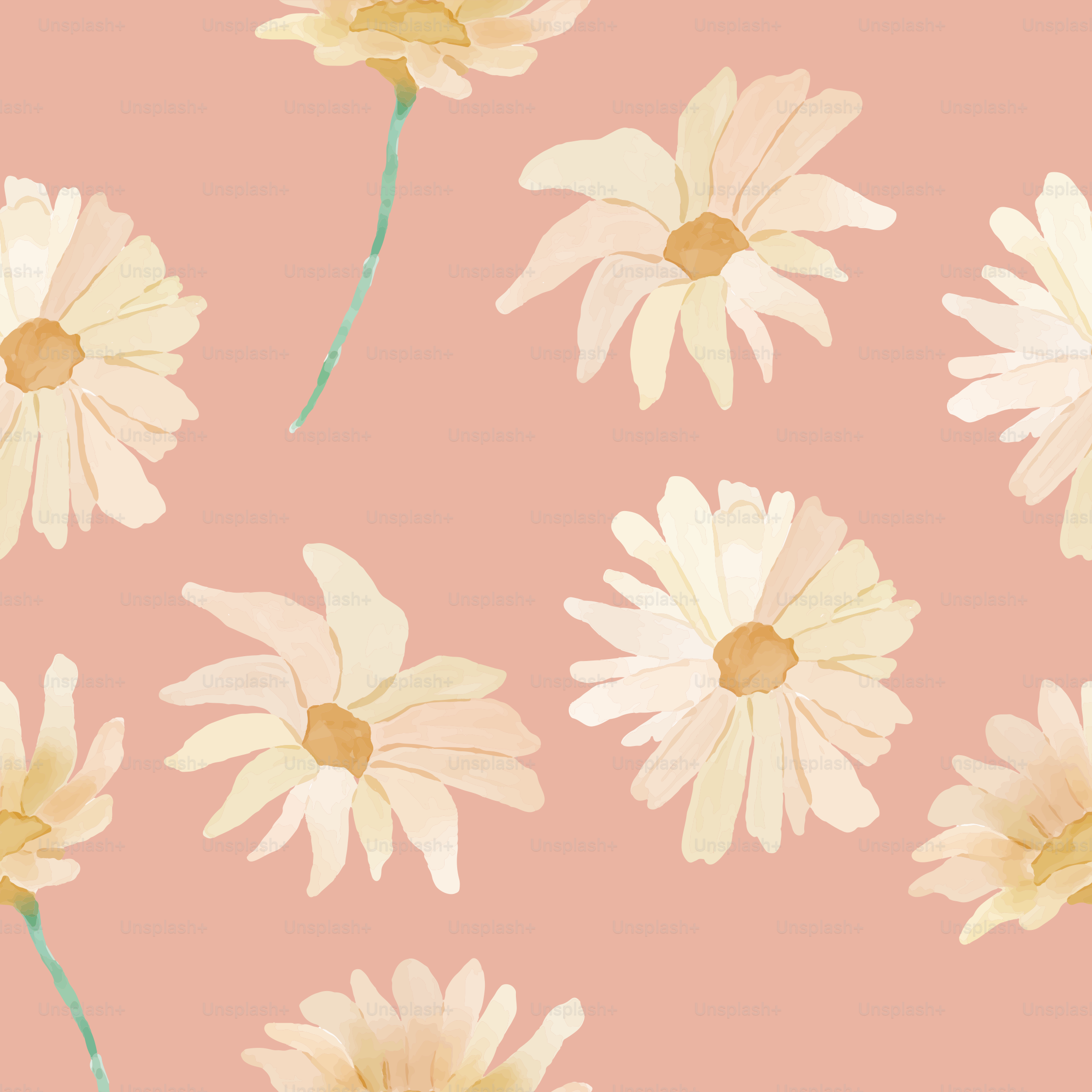 A pink and yellow flower pattern on a pink background