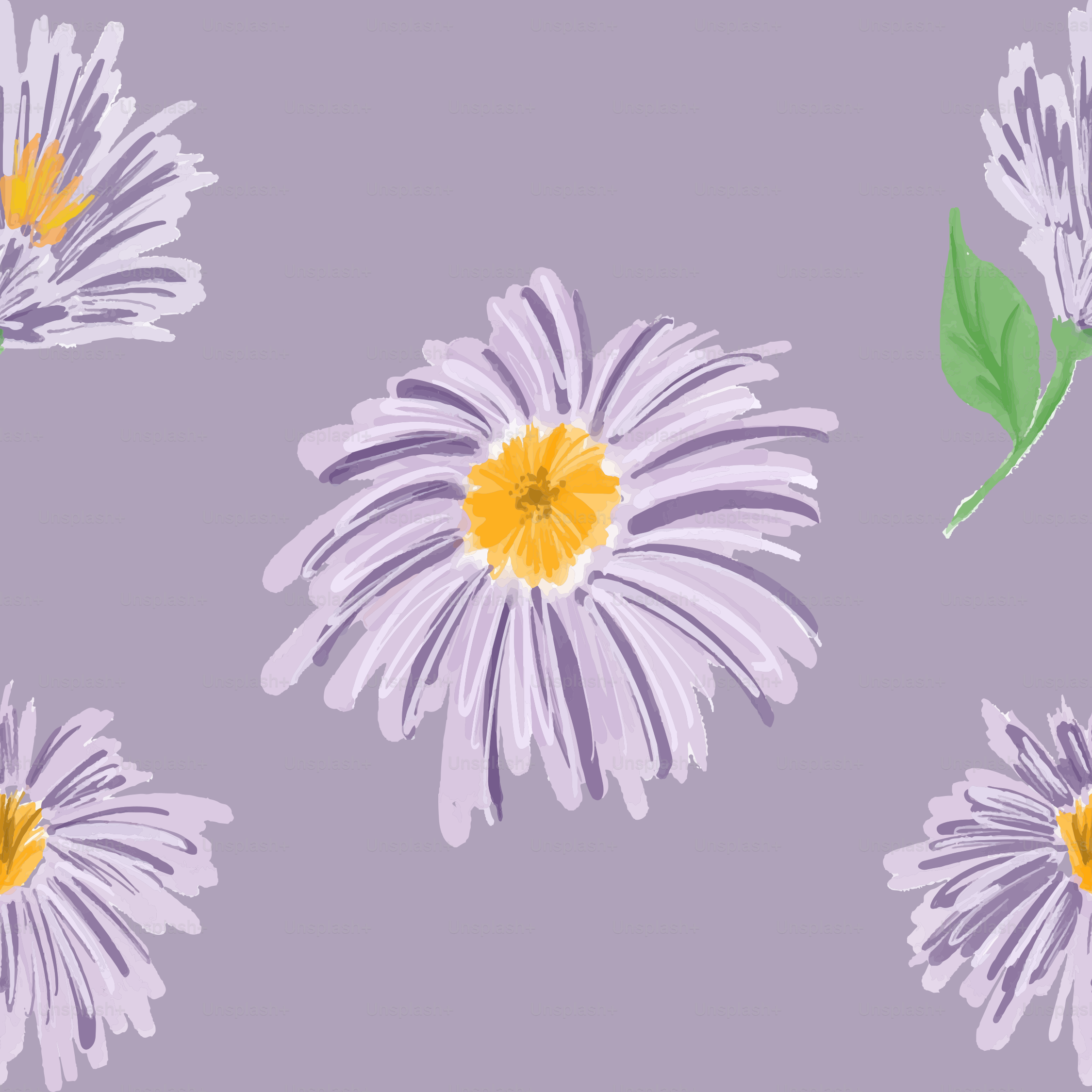 A bunch of flowers that are on a purple background