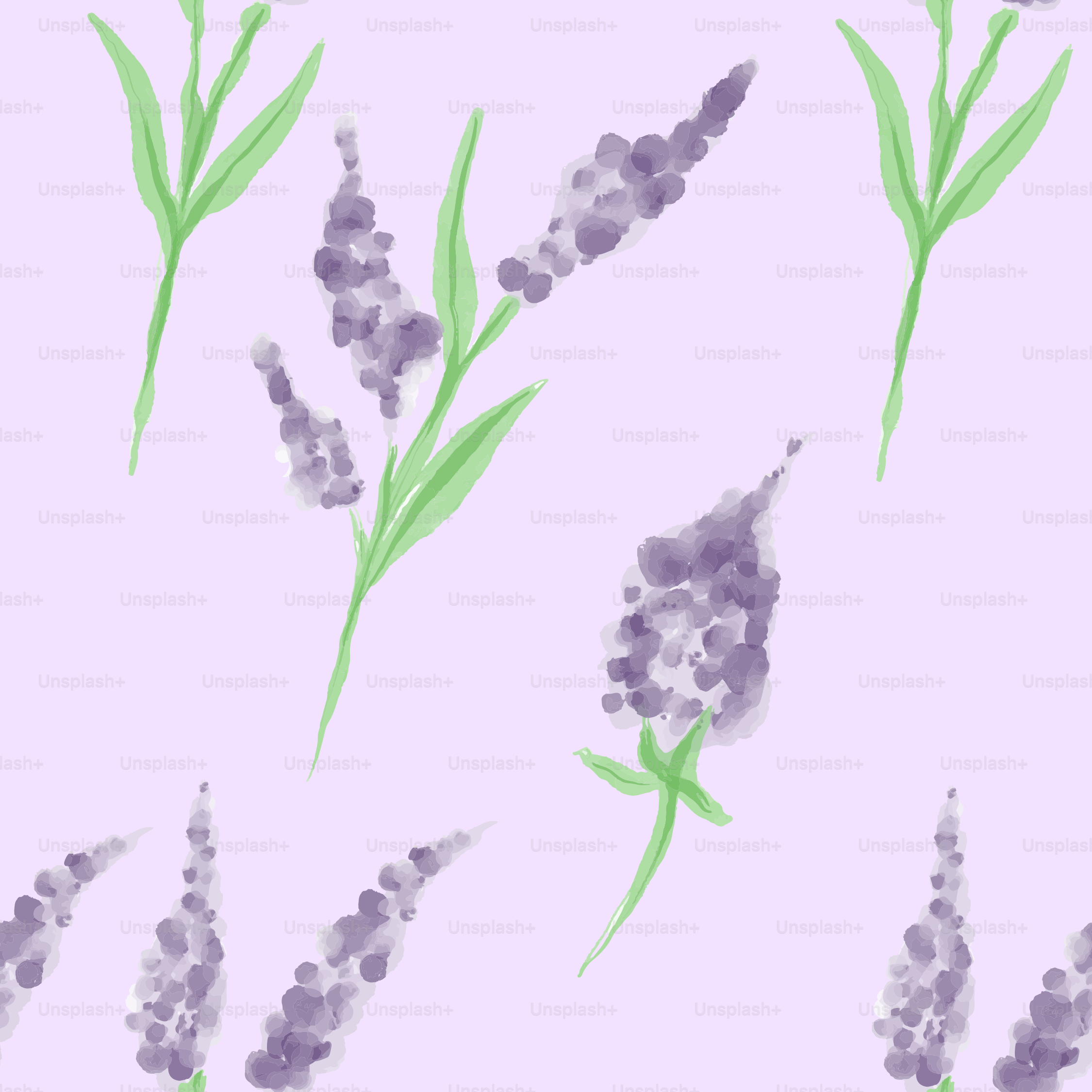 A pattern of lavender flowers on a pink background