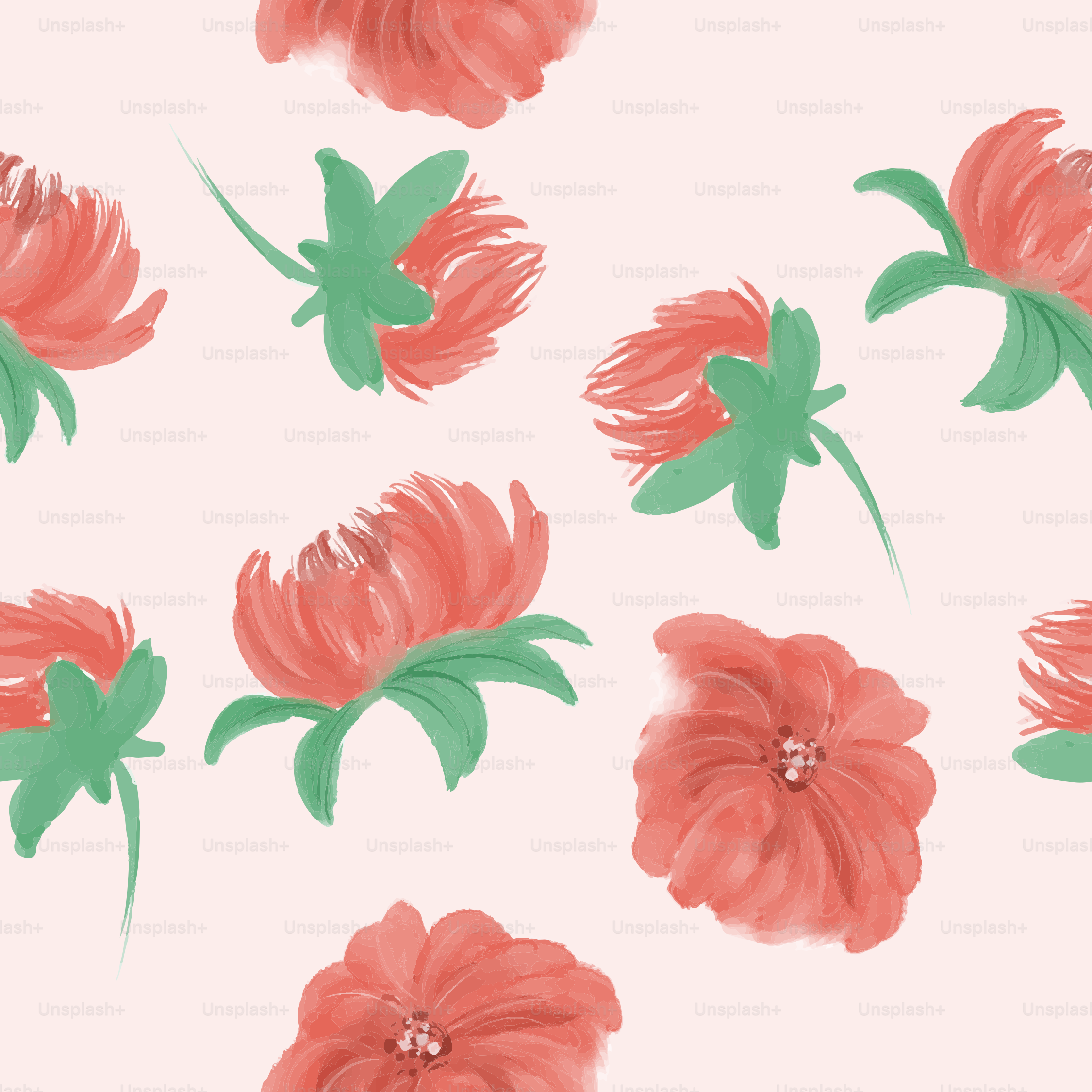 Eine rosa Blume mit grünen Blättern auf rosa Hintergrund