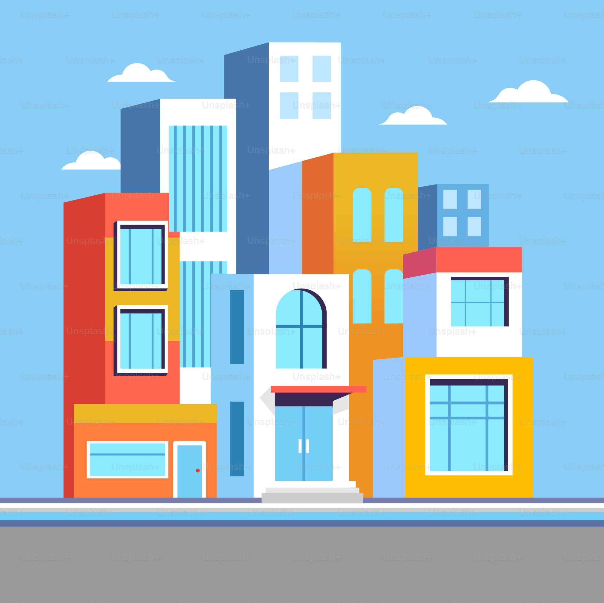 Un bâtiment avec beaucoup de fenêtres et un fond de ciel