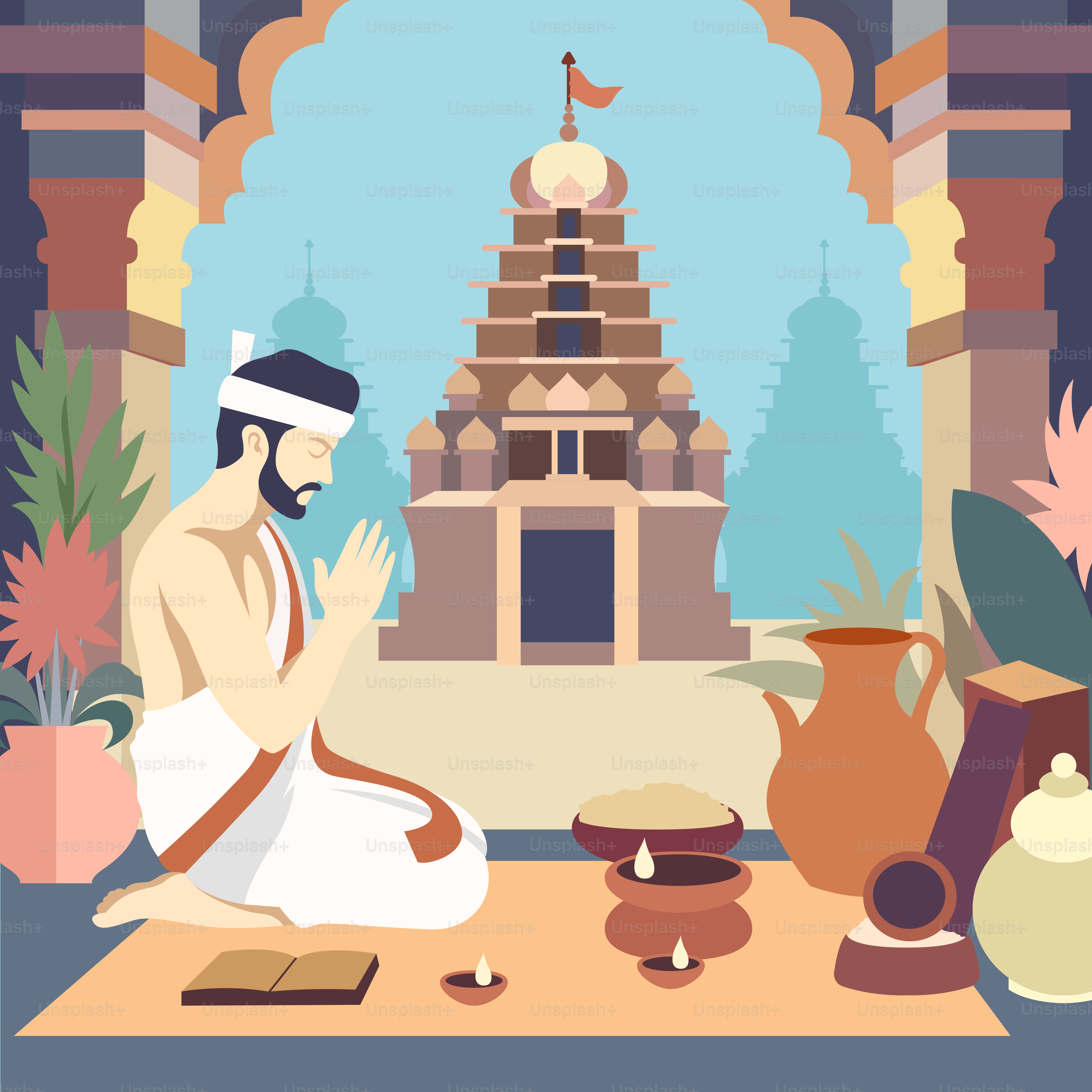 A man sitting on a table in front of a vase