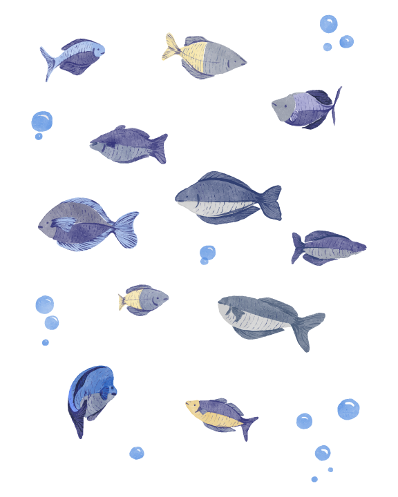 Un grupo de peces nadando en el agua