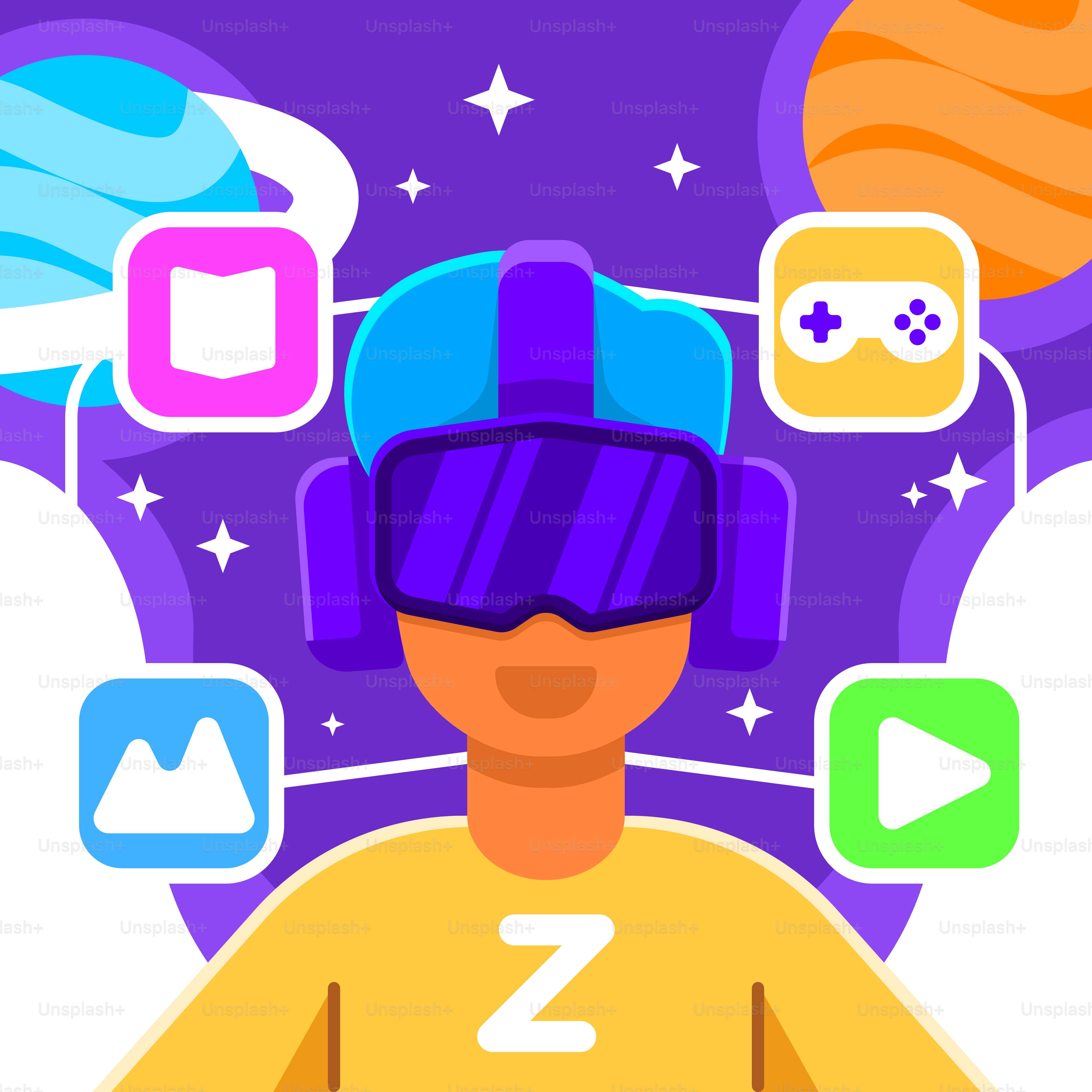 A man wearing a yellow shirt and purple helmet