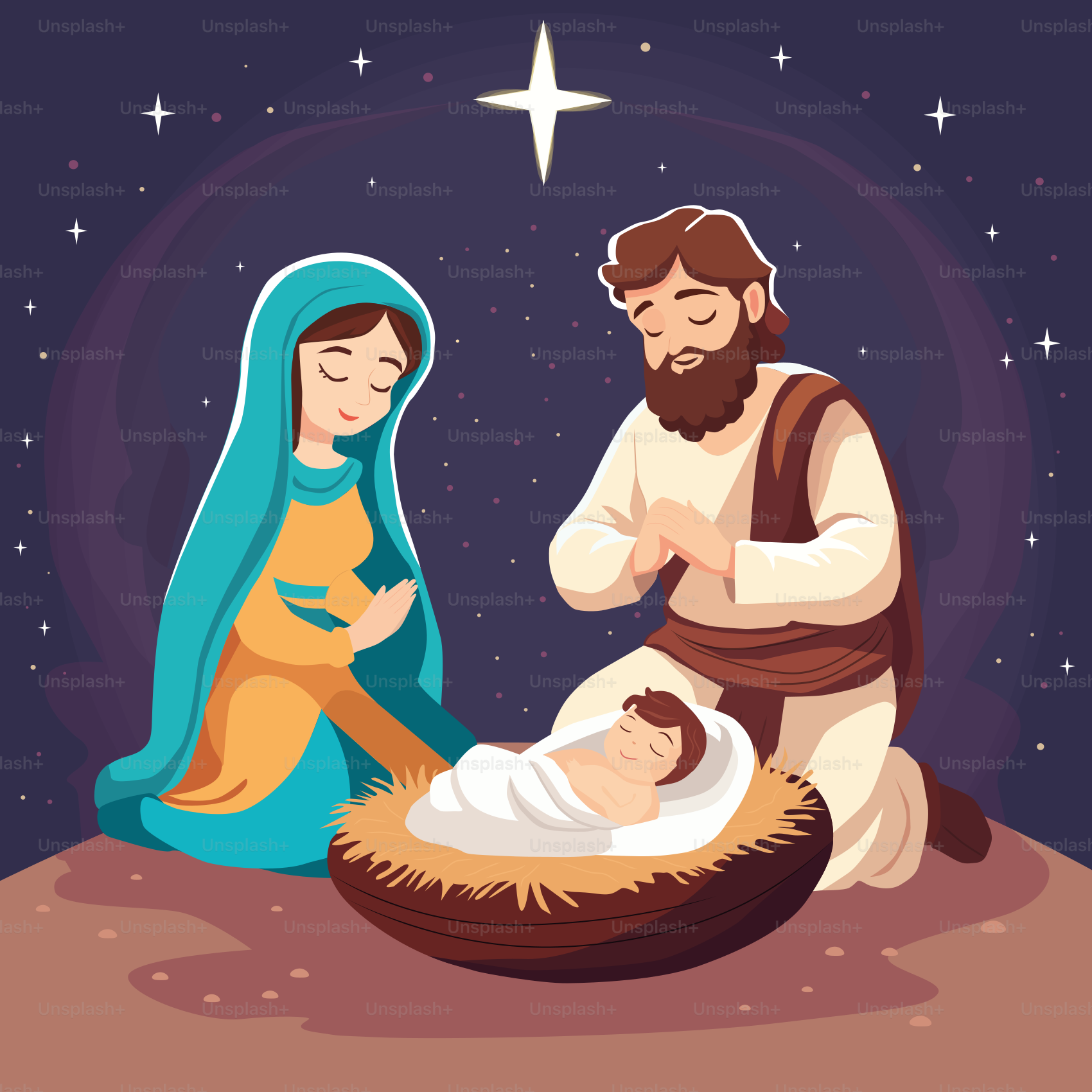 Un presepe con un Gesù bambino nella mangiatoia