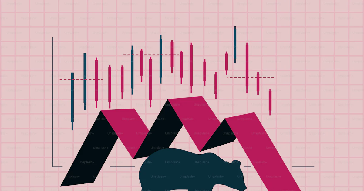 Graph Design Bears A bear and a bearish graph on a pink background vector – Stock market ...