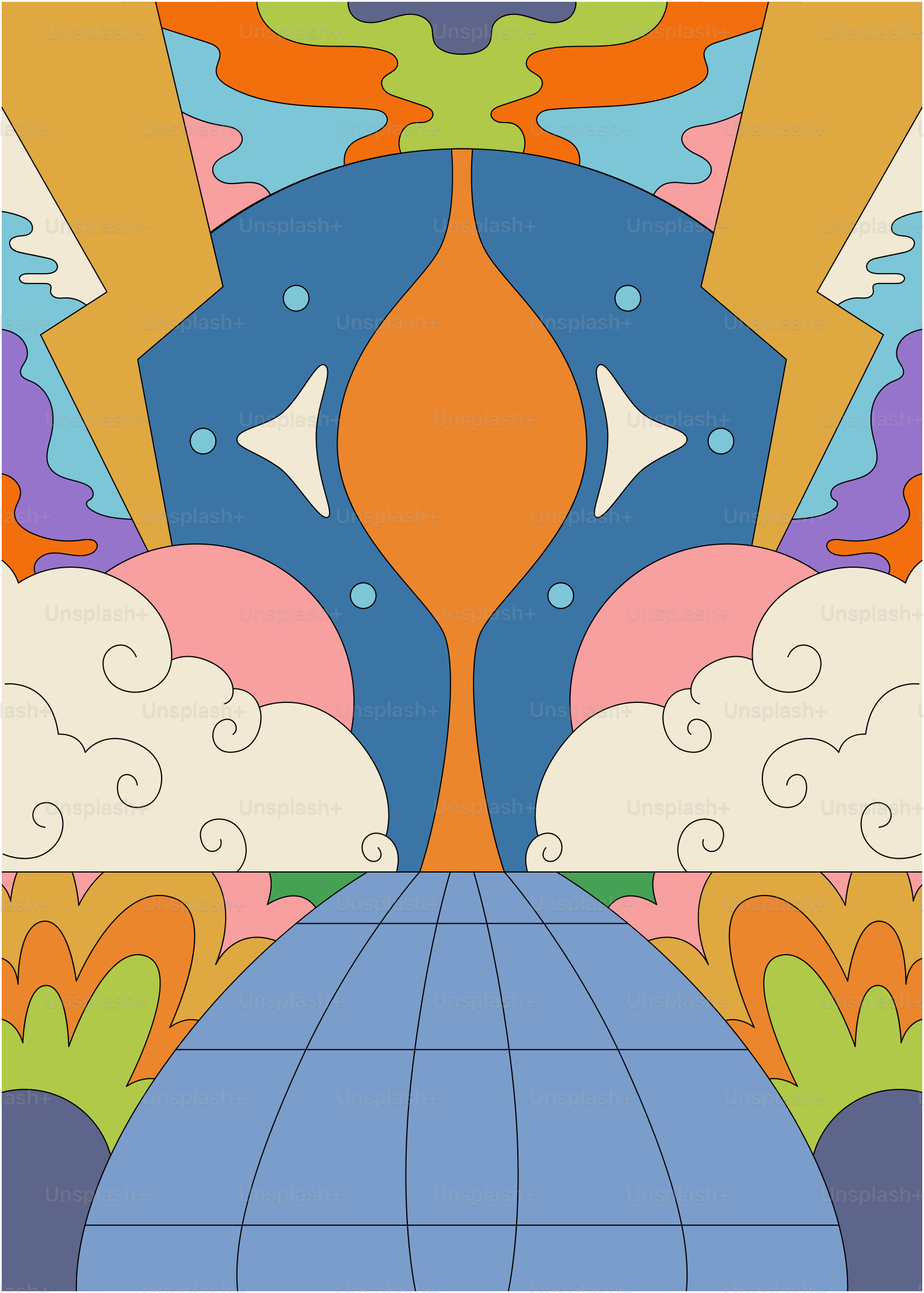 A poster with an abstract design on it