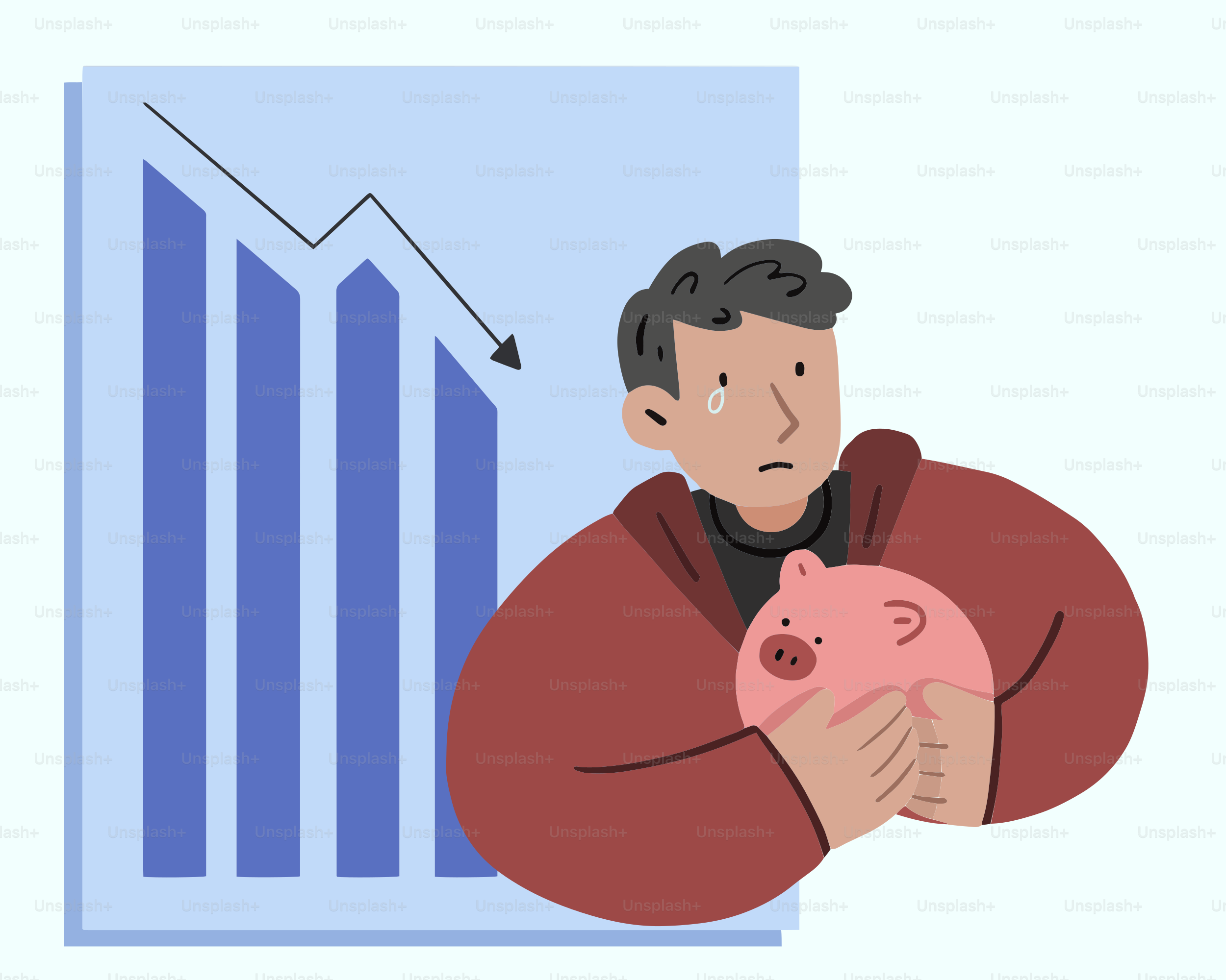 A man holding a pig in front of a bar chart