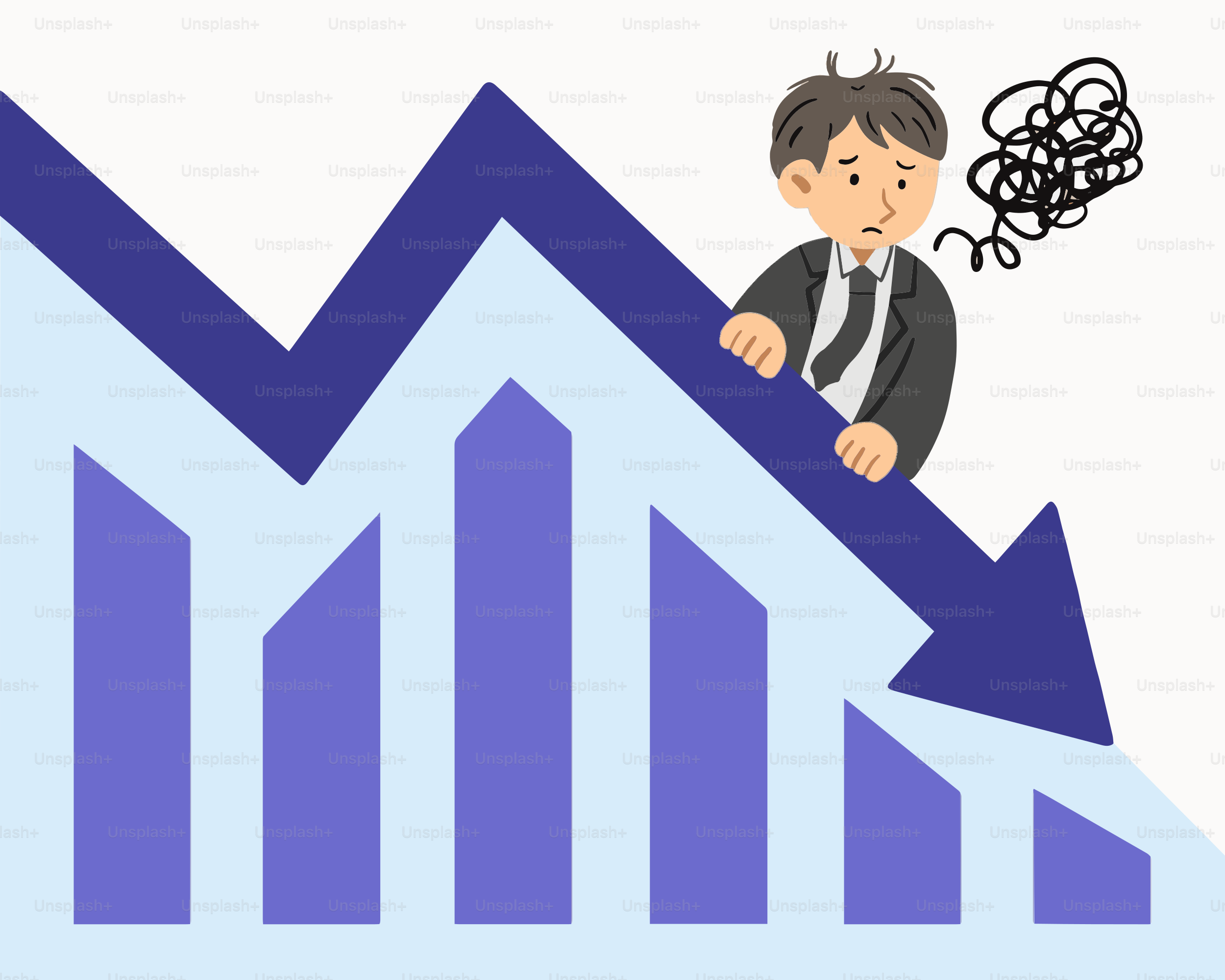 Un hombre de pie en la cima de un gráfico en crecimiento