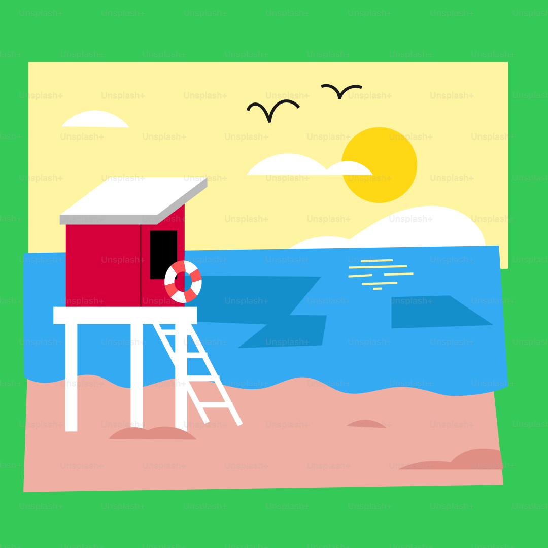 A picture of a lifeguard station on the beach
