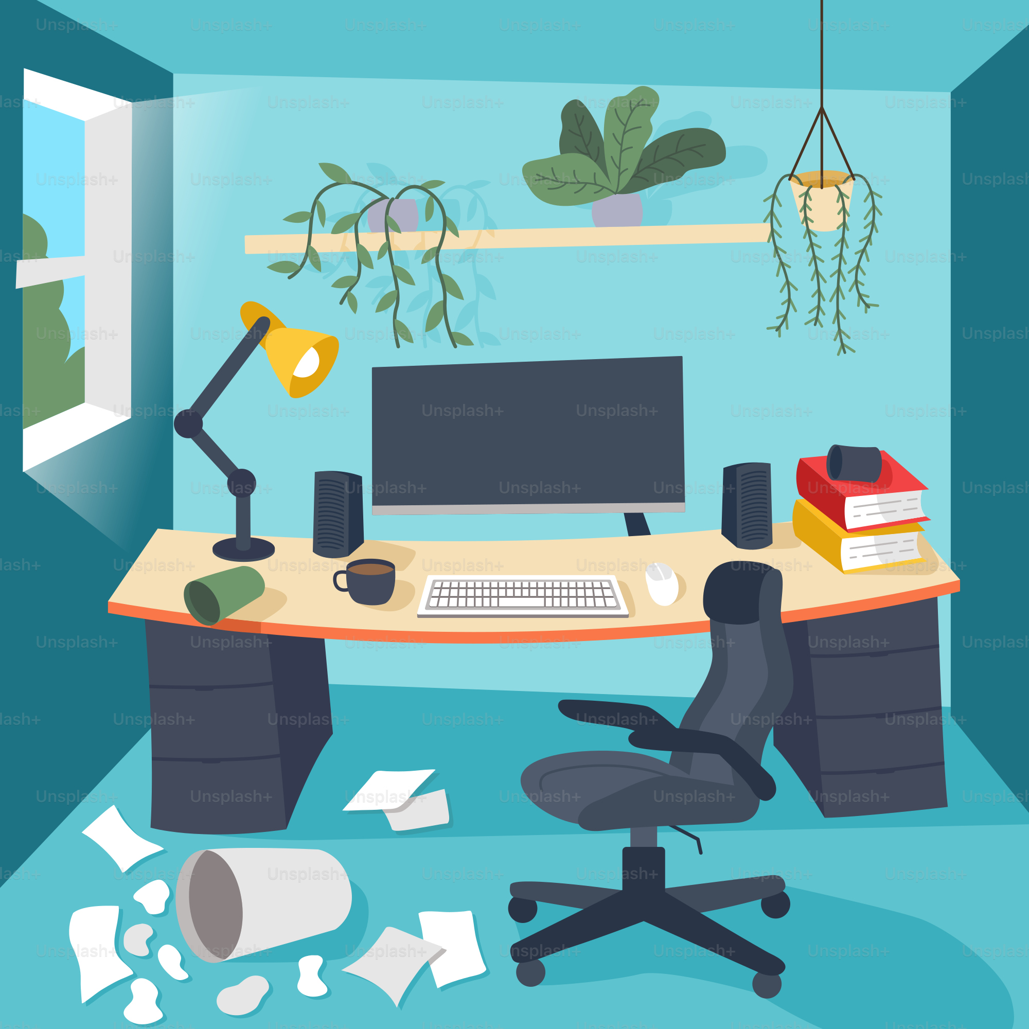 A computer desk with a computer on top of it