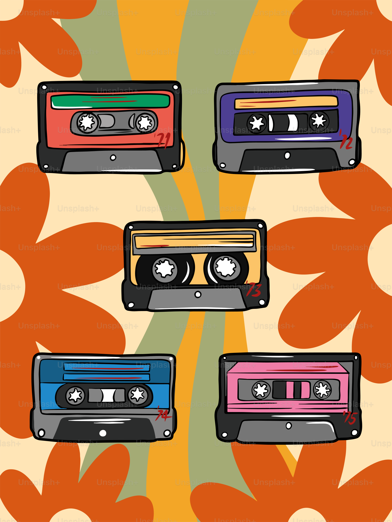 A group of cassettes sitting on top of each other
