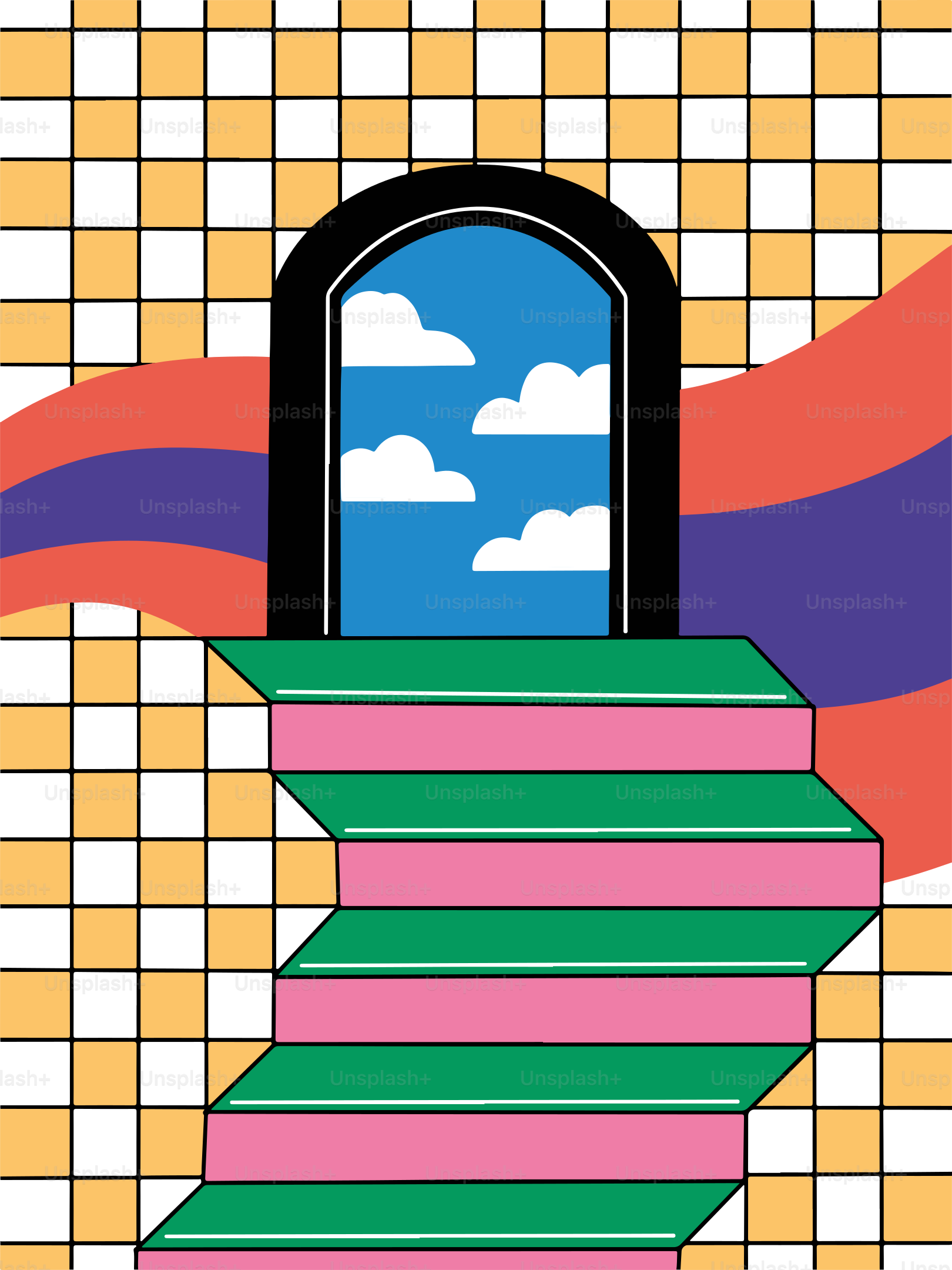 A picture of a stair with a window on top of it