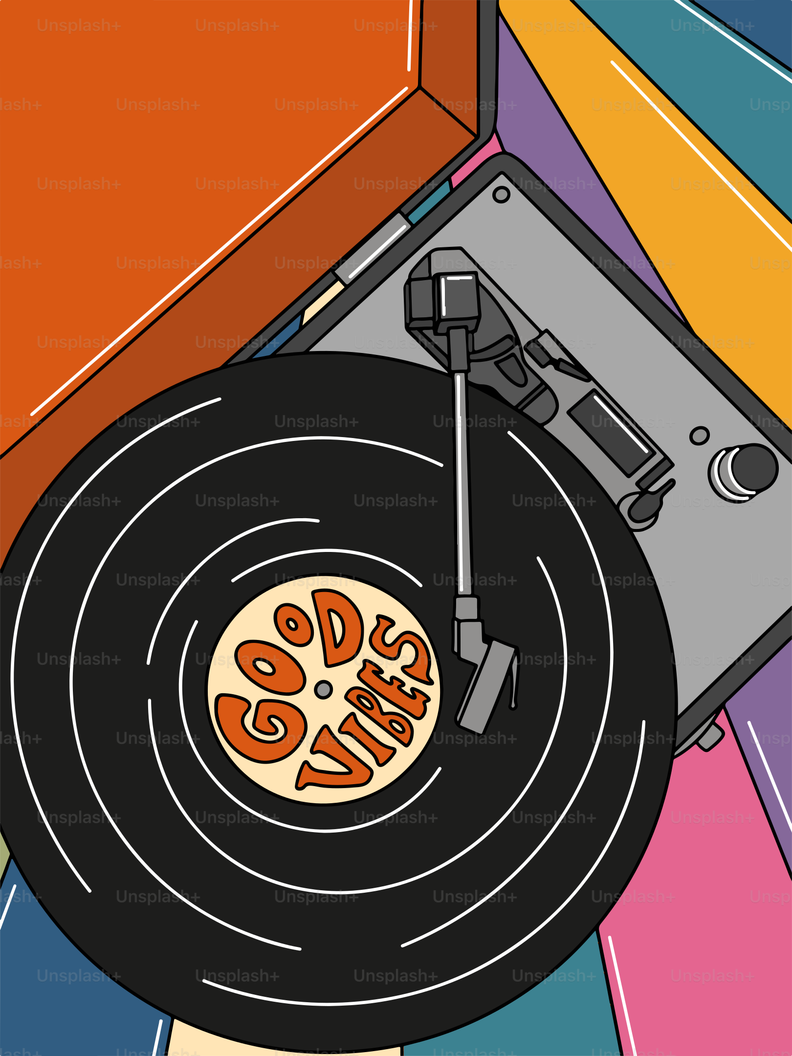 A record player with a record on it