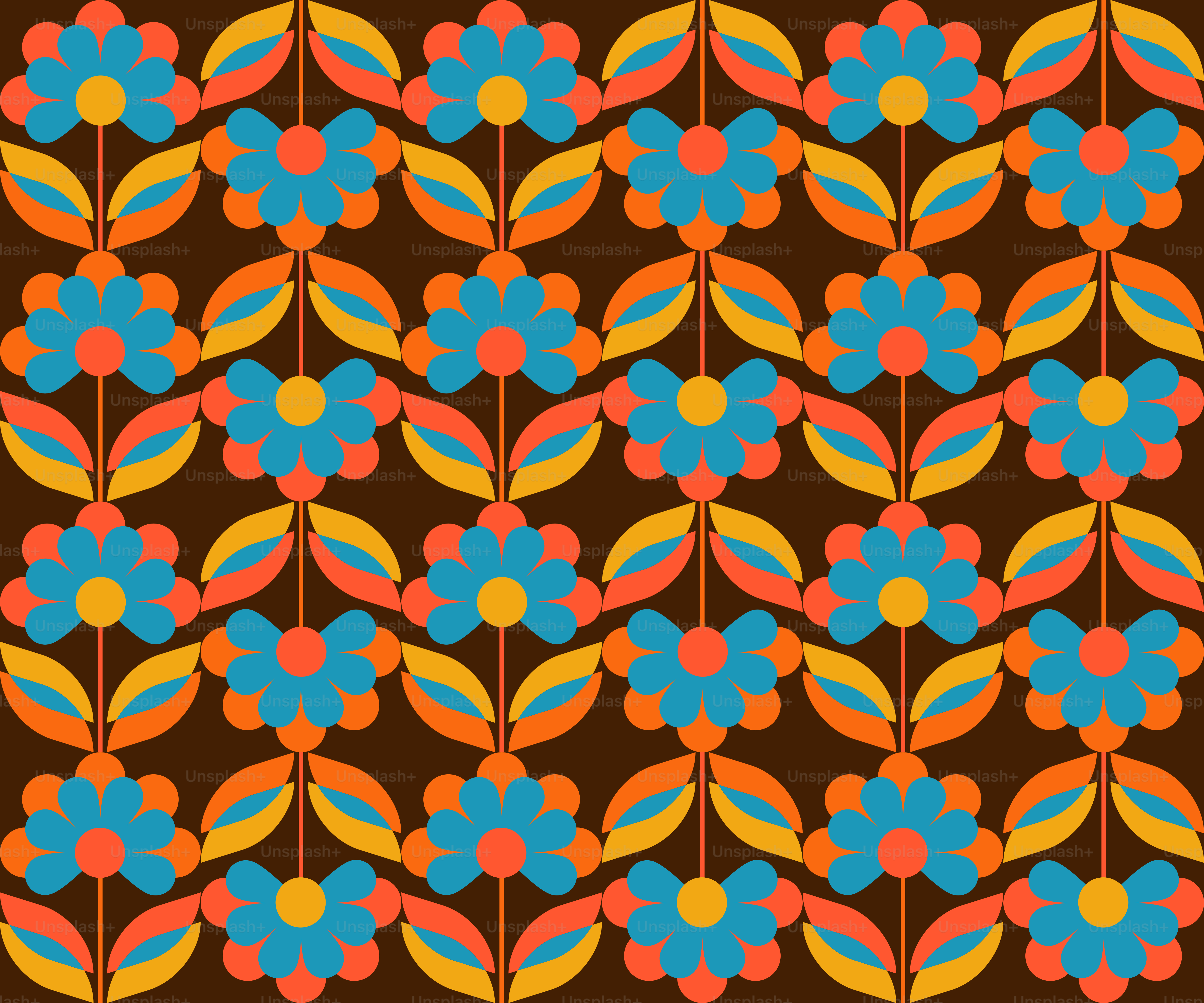 A colorful pattern on a brown background