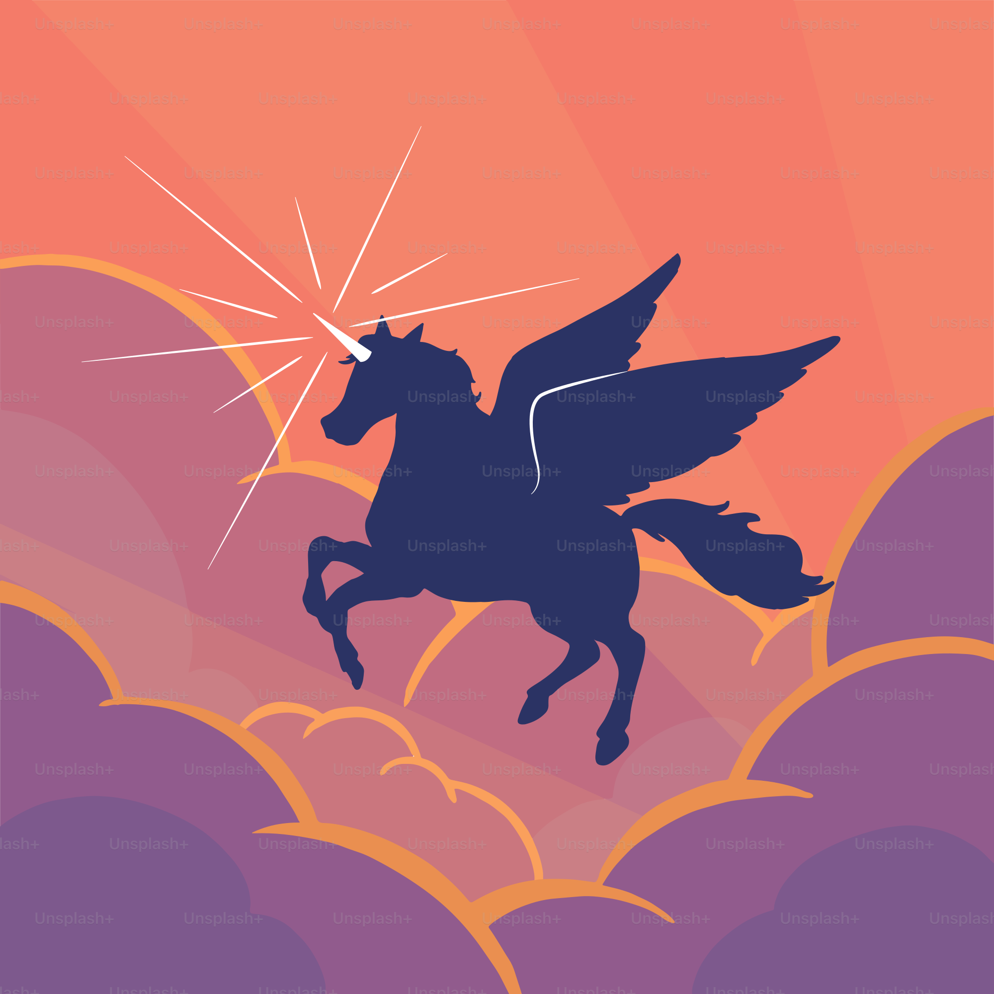 A picture of a unicorn with wings flying in the sky vector – Illustration  Image on Unsplash