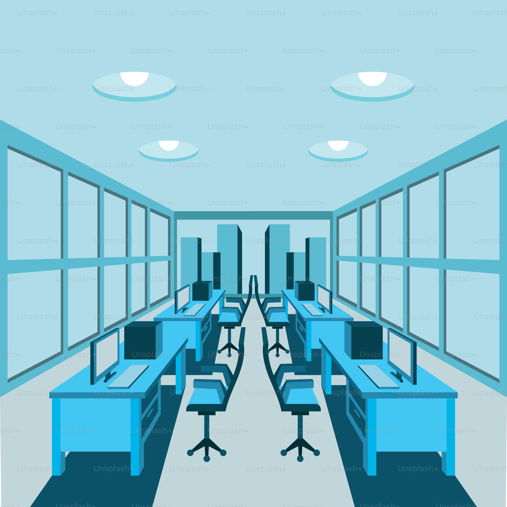 A room that has a bunch of desks in it