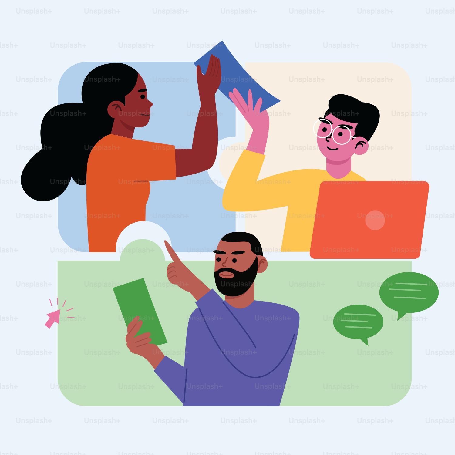 A group of people sitting around each other