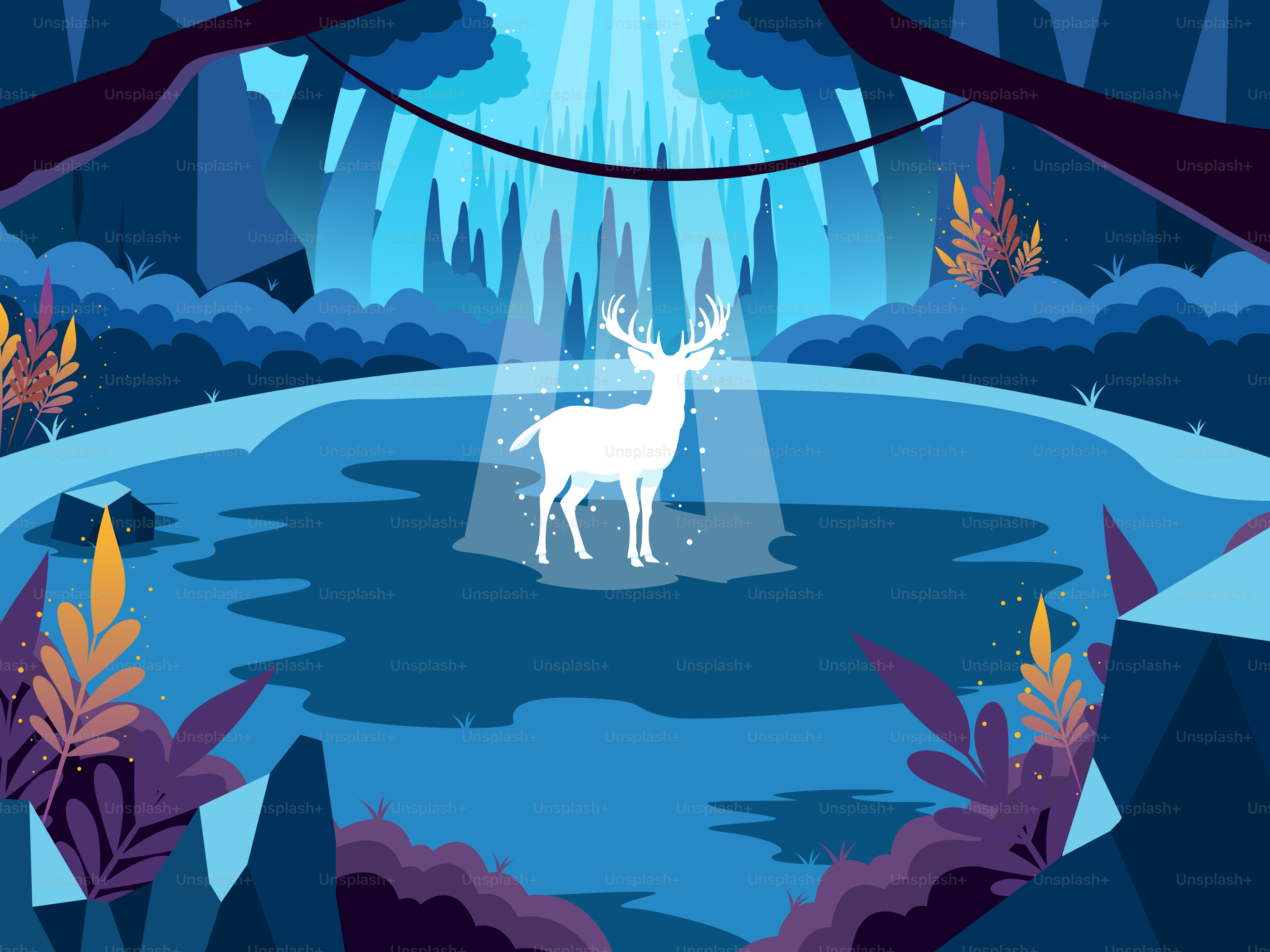 A deer standing in the middle of a forest