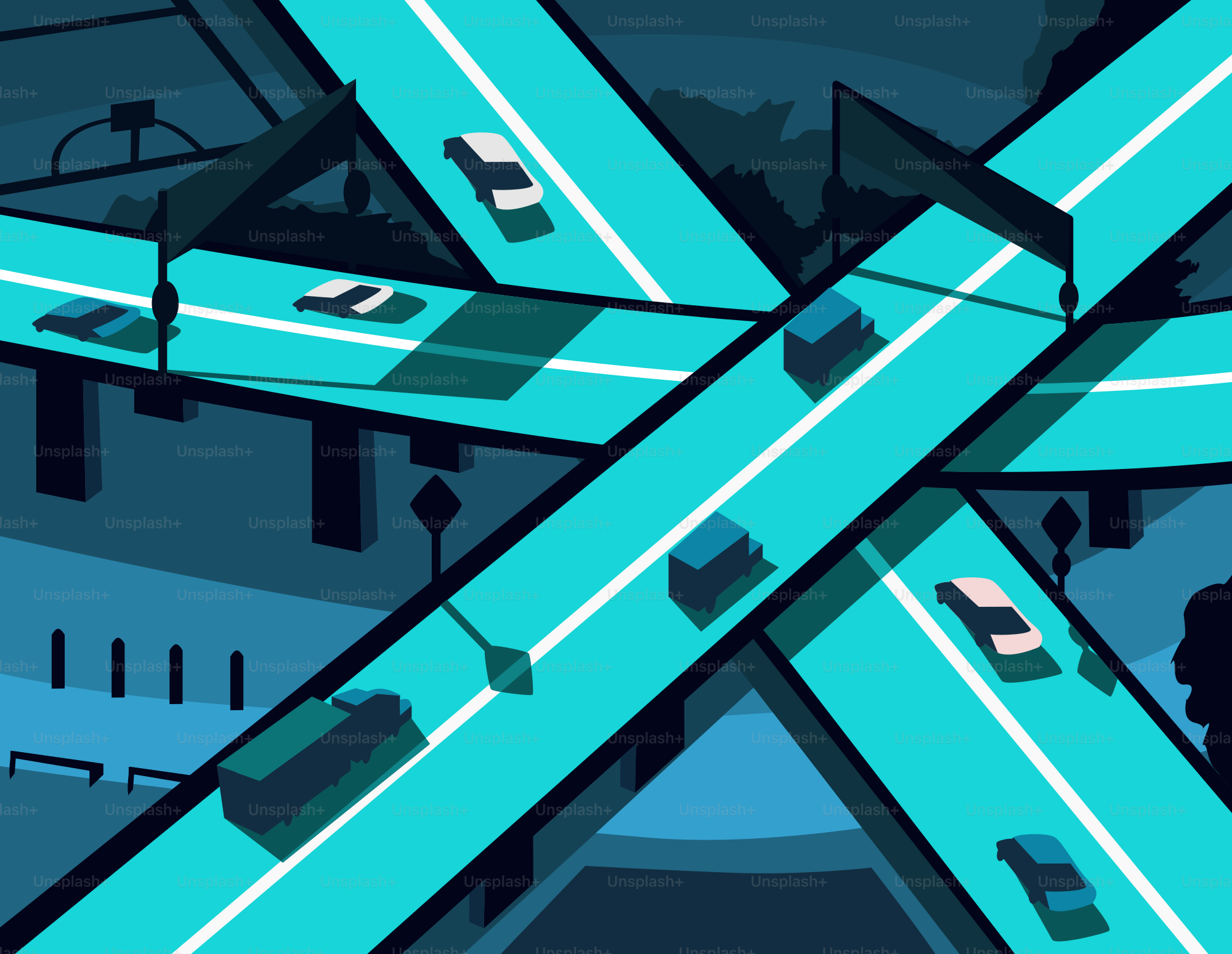 A street filled with lots of traffic under a blue sky