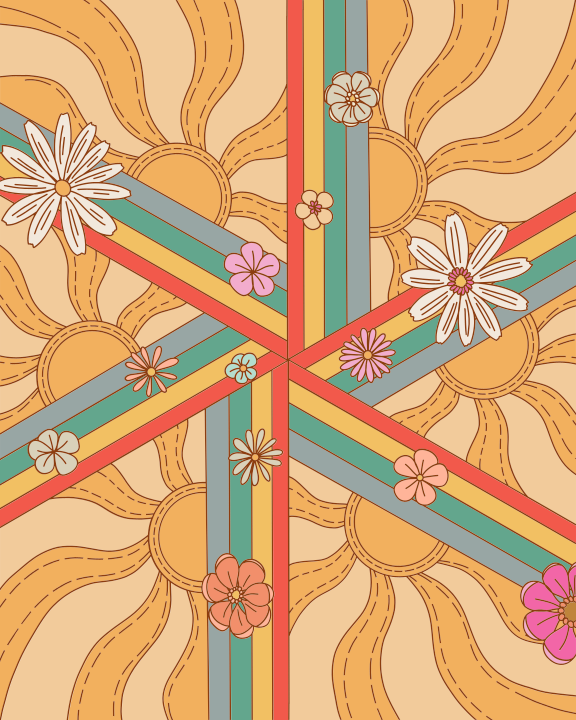 A picture of a pattern with flowers on it