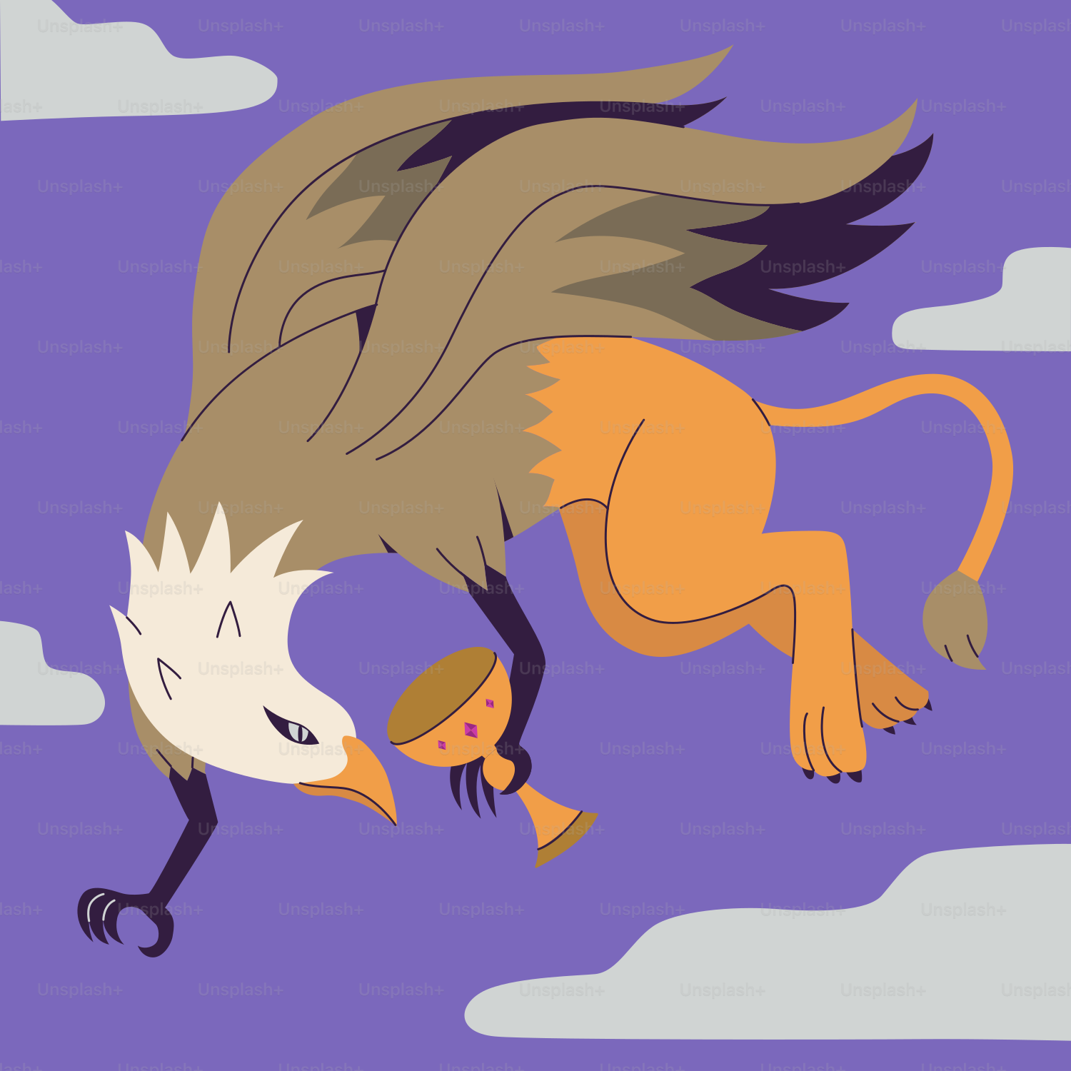 Une caricature d’un aigle et d’un oiseau volant dans le ciel