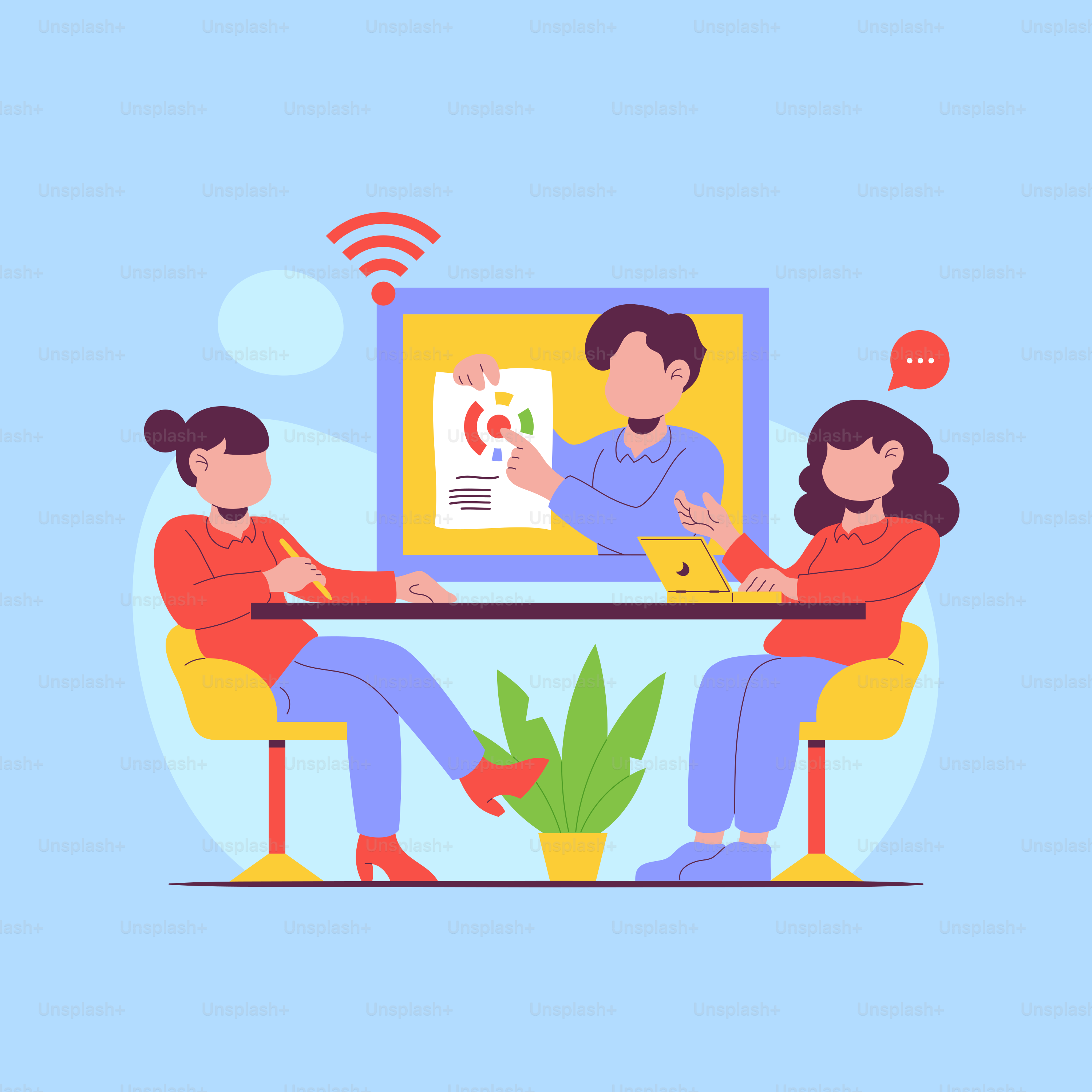 A man and woman sitting at a table with a laptop