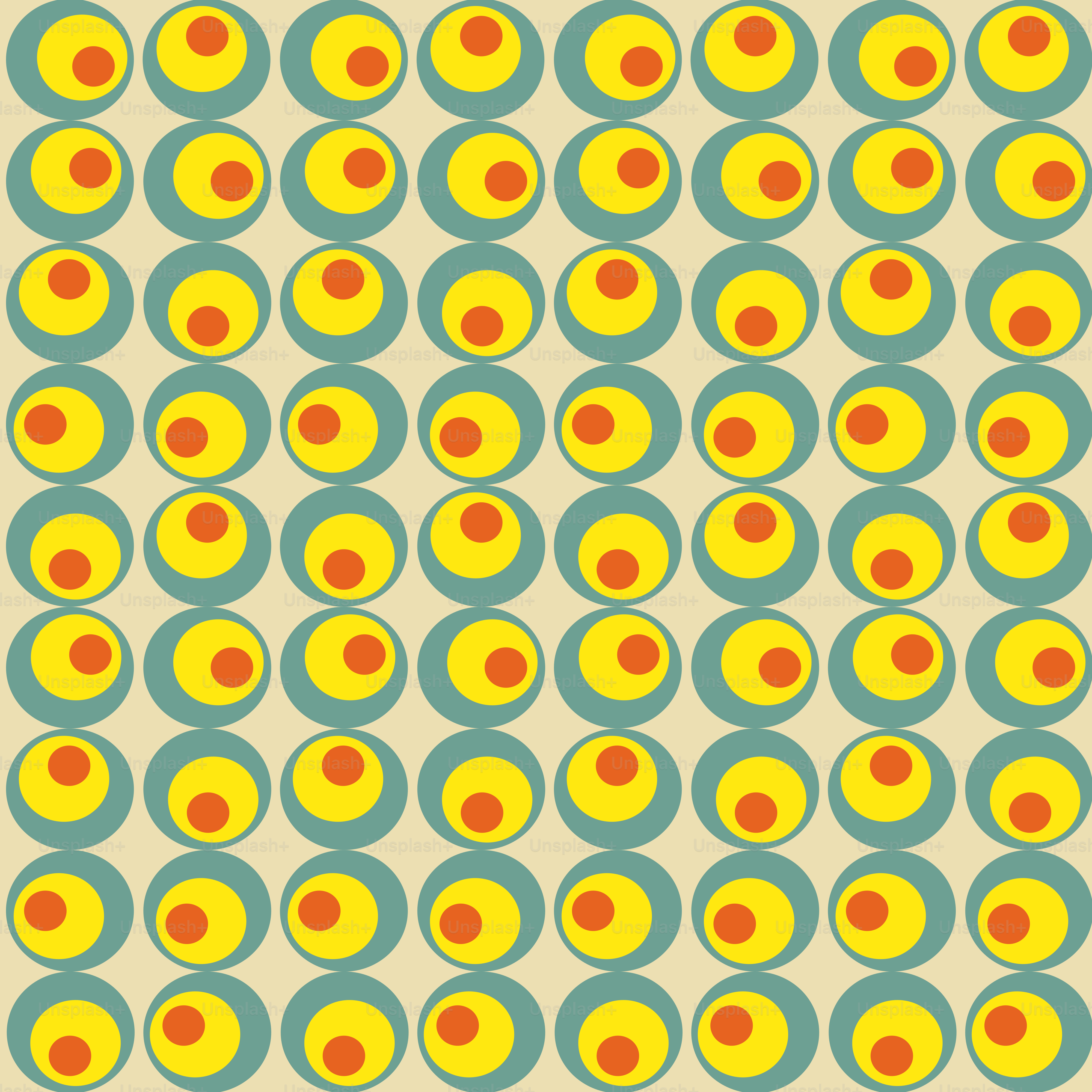 Ein gelb-blaues Muster mit Kreisen darauf