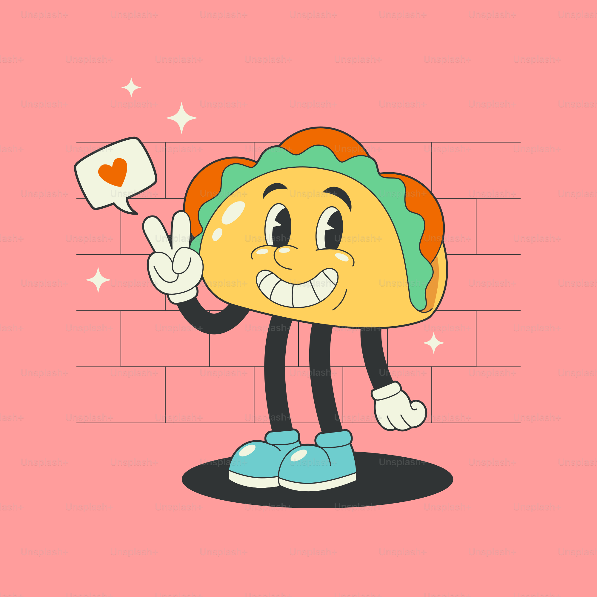 A cartoon character holding a heart and giving a thumbs up