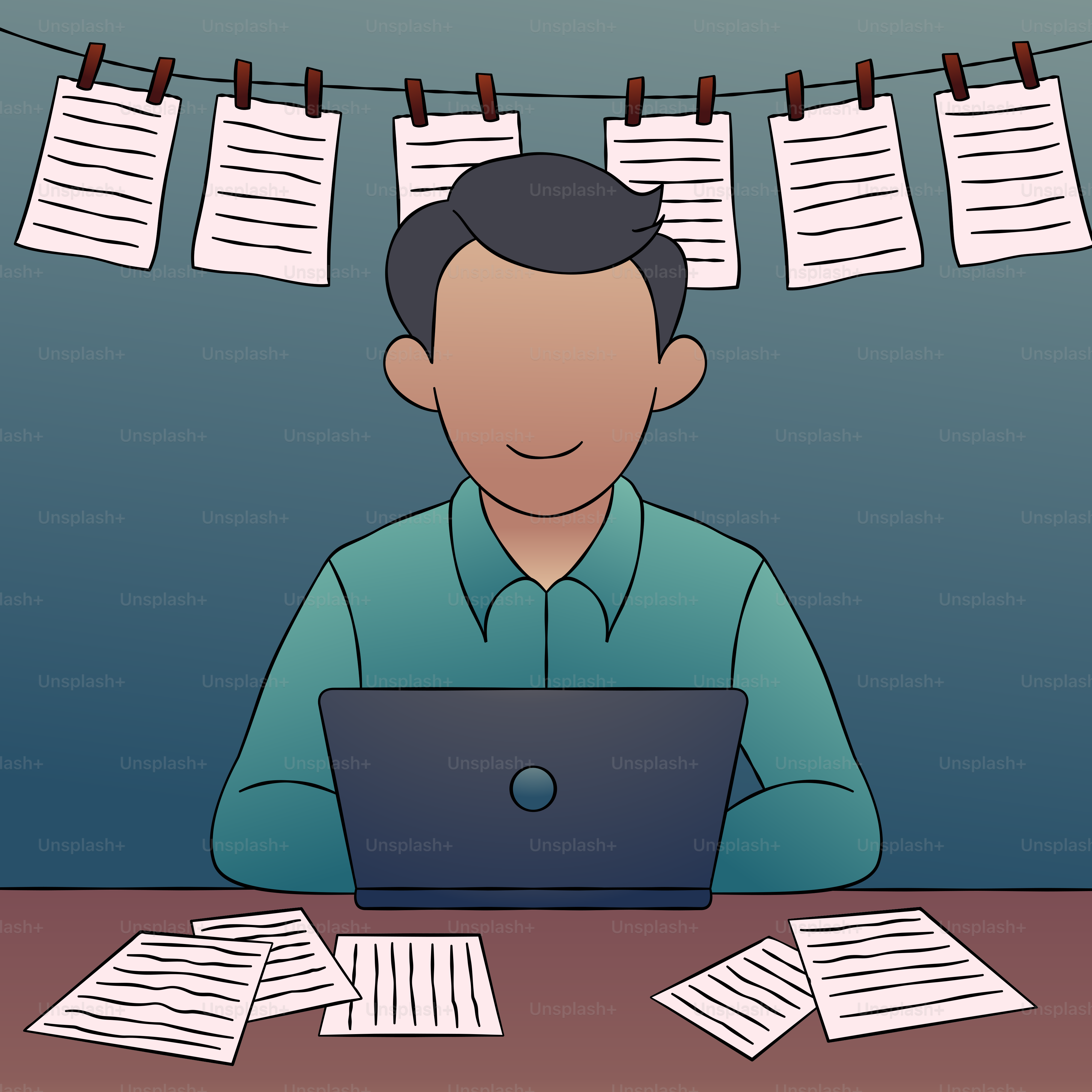A man sitting in front of a laptop computer vector – Author Image on ...