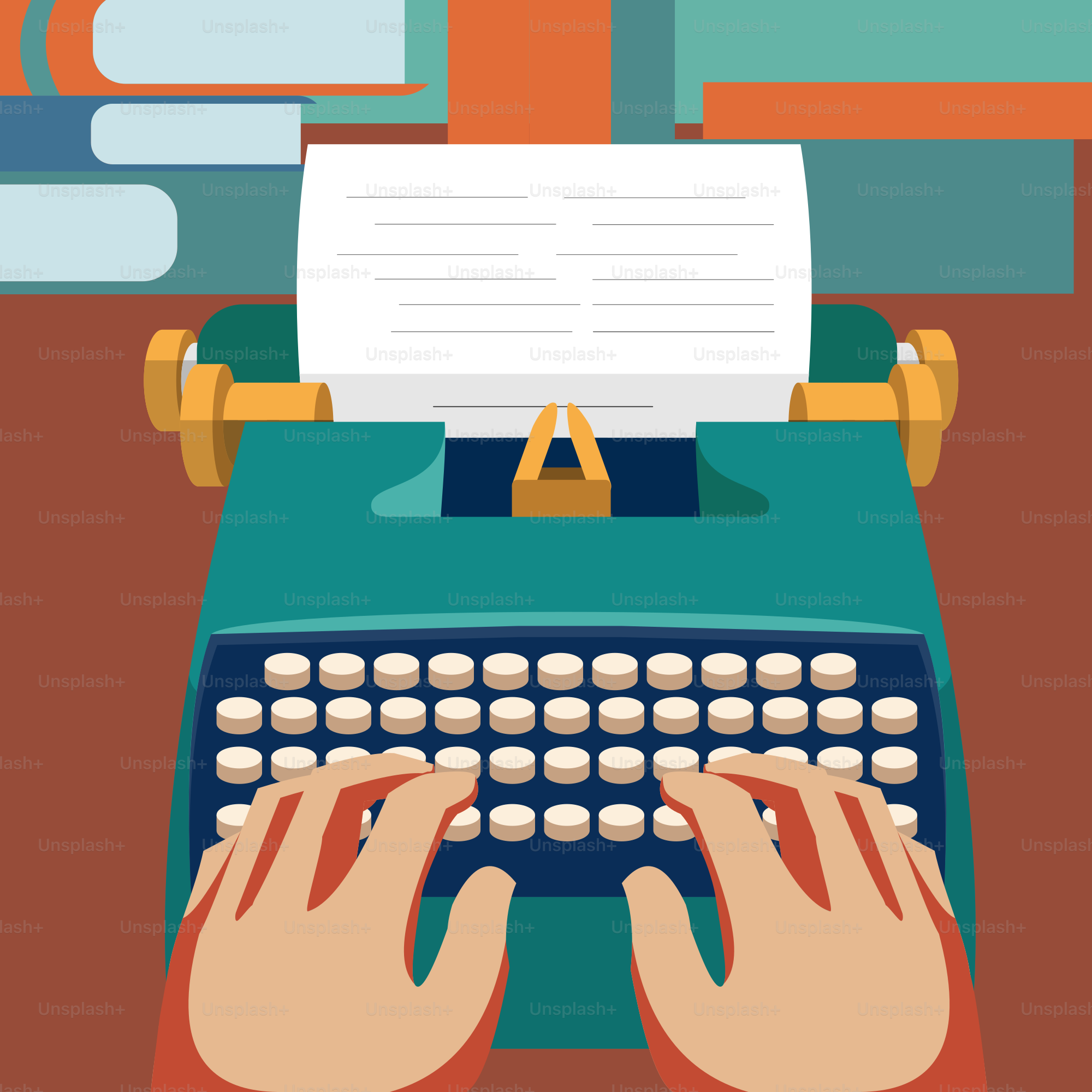 A person typing on an old fashioned typewriter