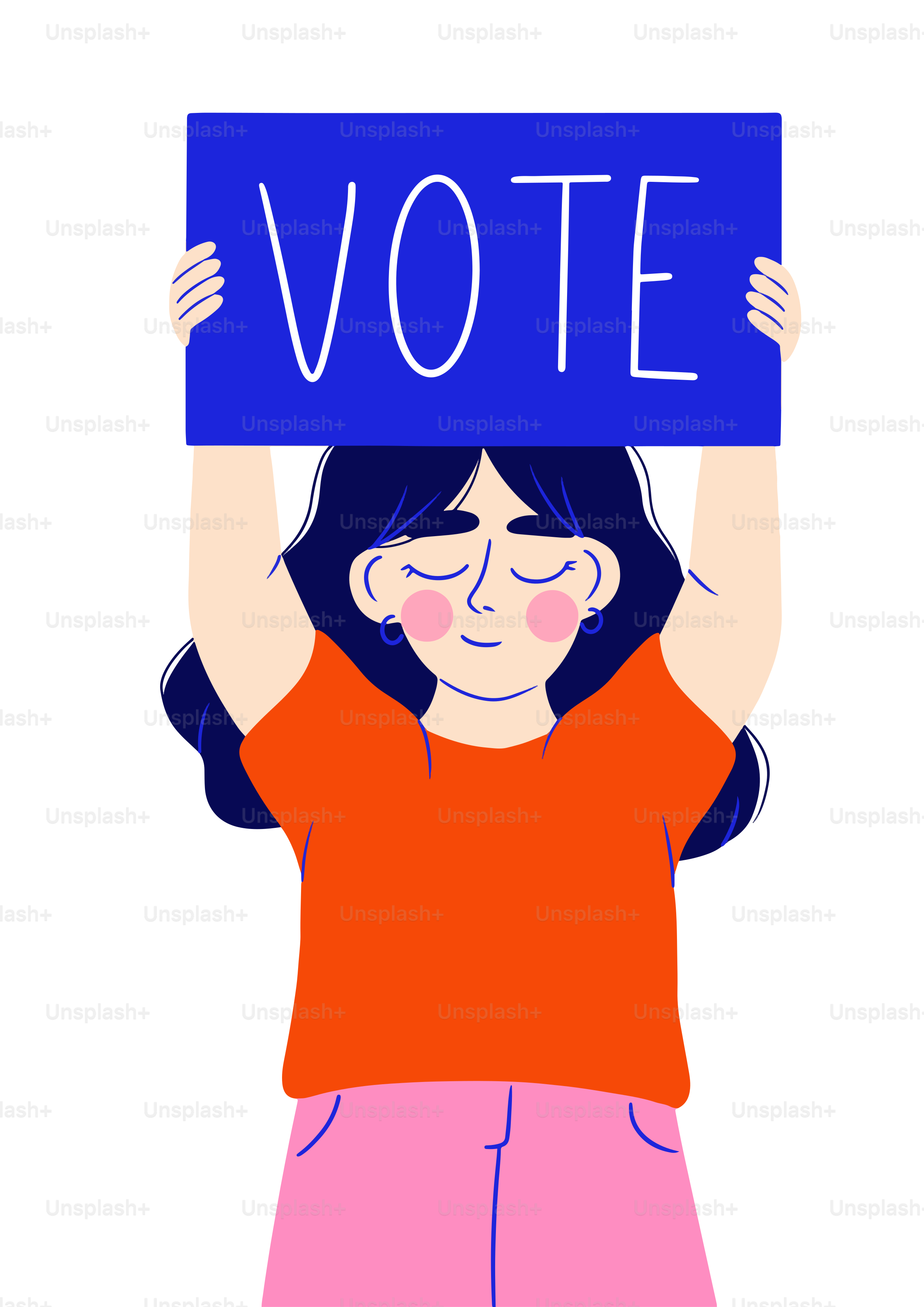 Una niña sosteniendo un cartel que dice vota