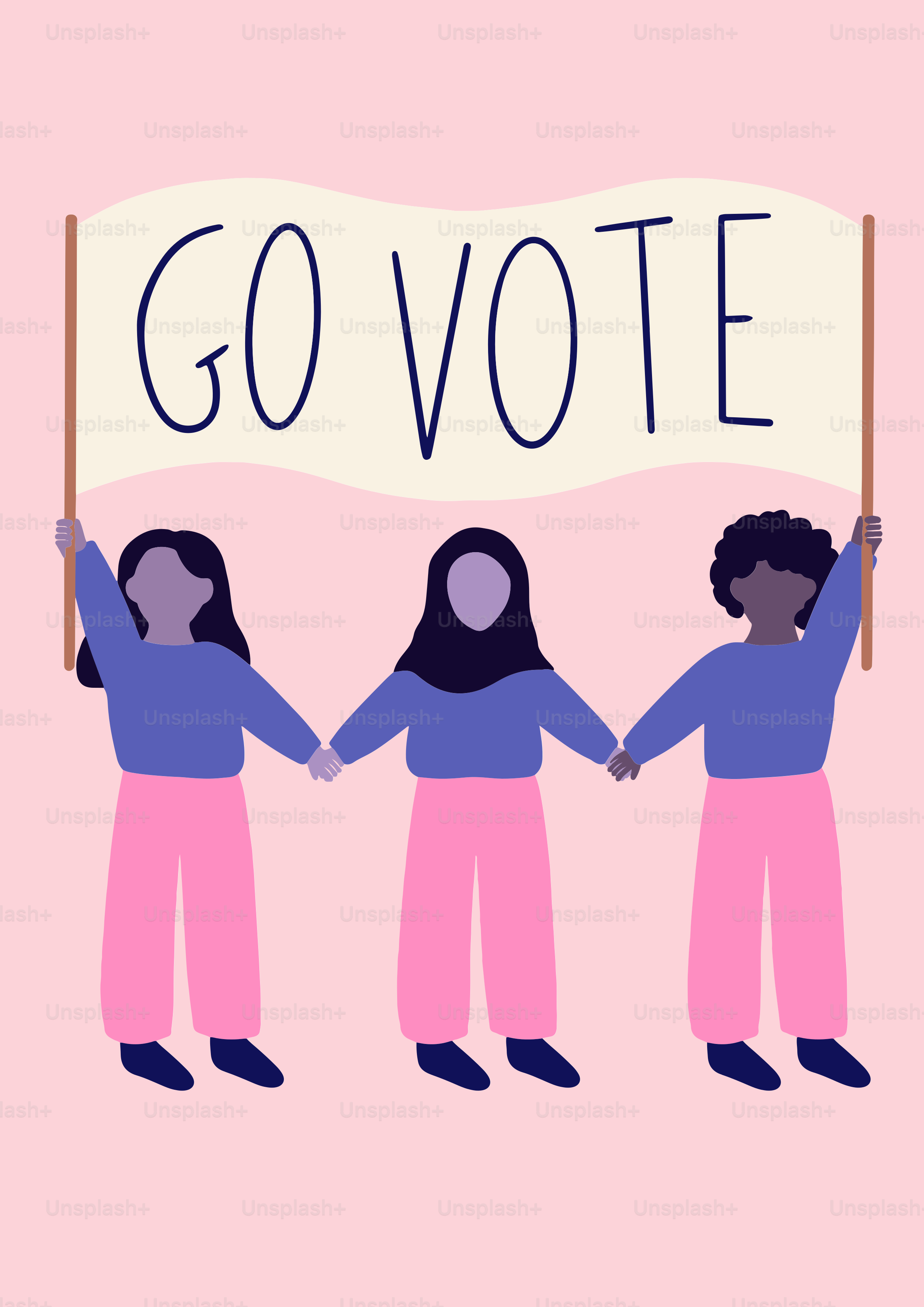 A group of people holding a sign that says go vote