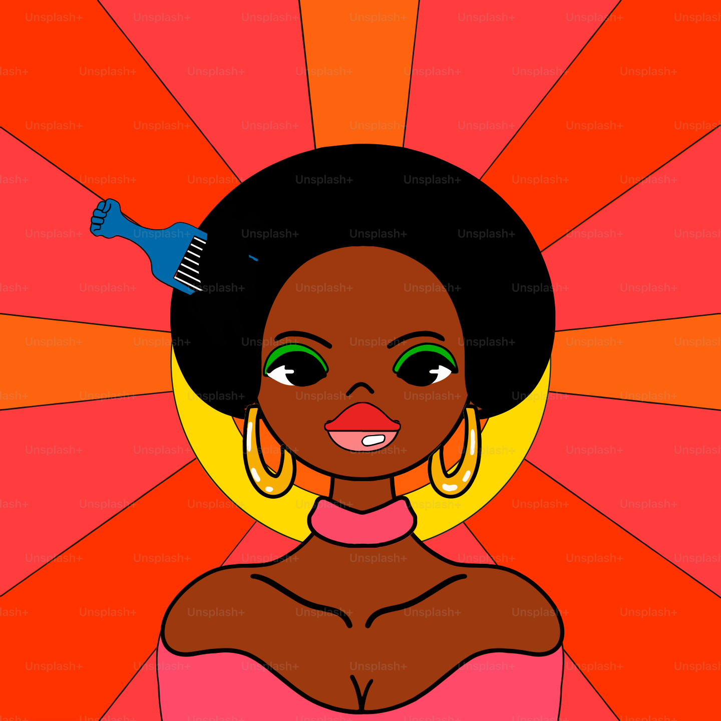 Une femme avec un peigne dans les cheveux