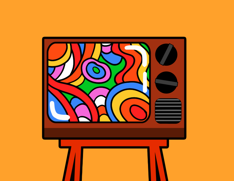 Une télévision avec un motif coloré à l’écran