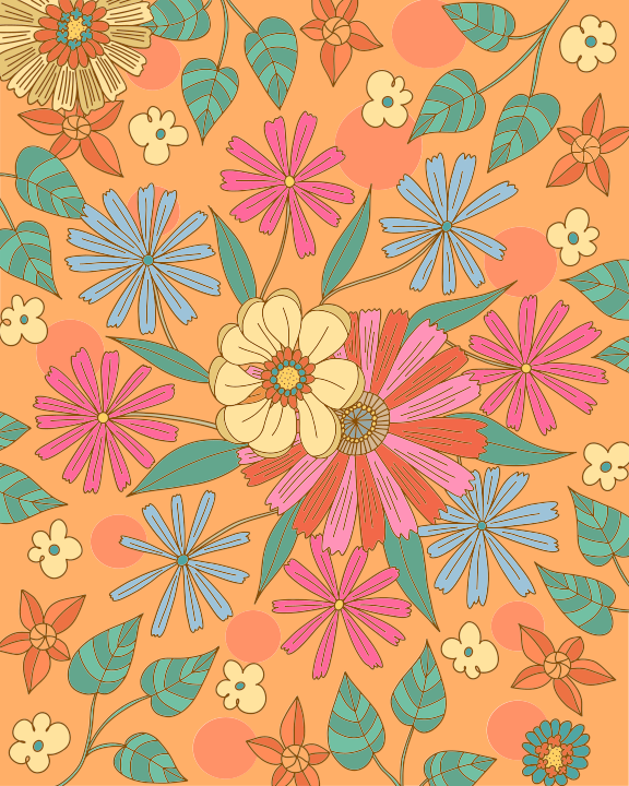 A picture of a flower pattern on an orange background