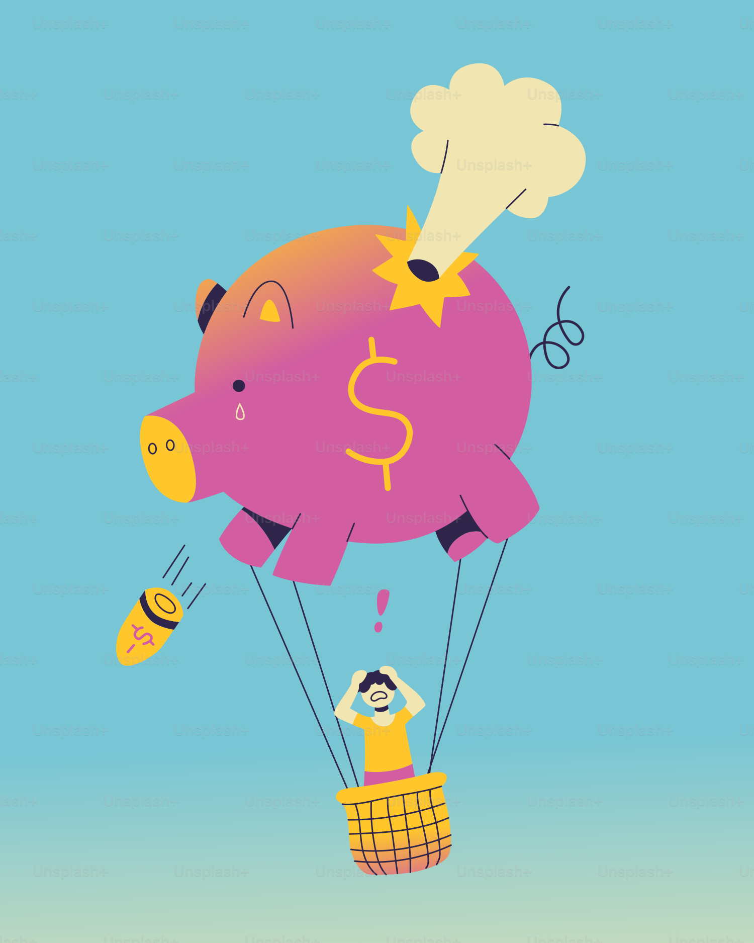 Un cochon rose dans une montgolfière