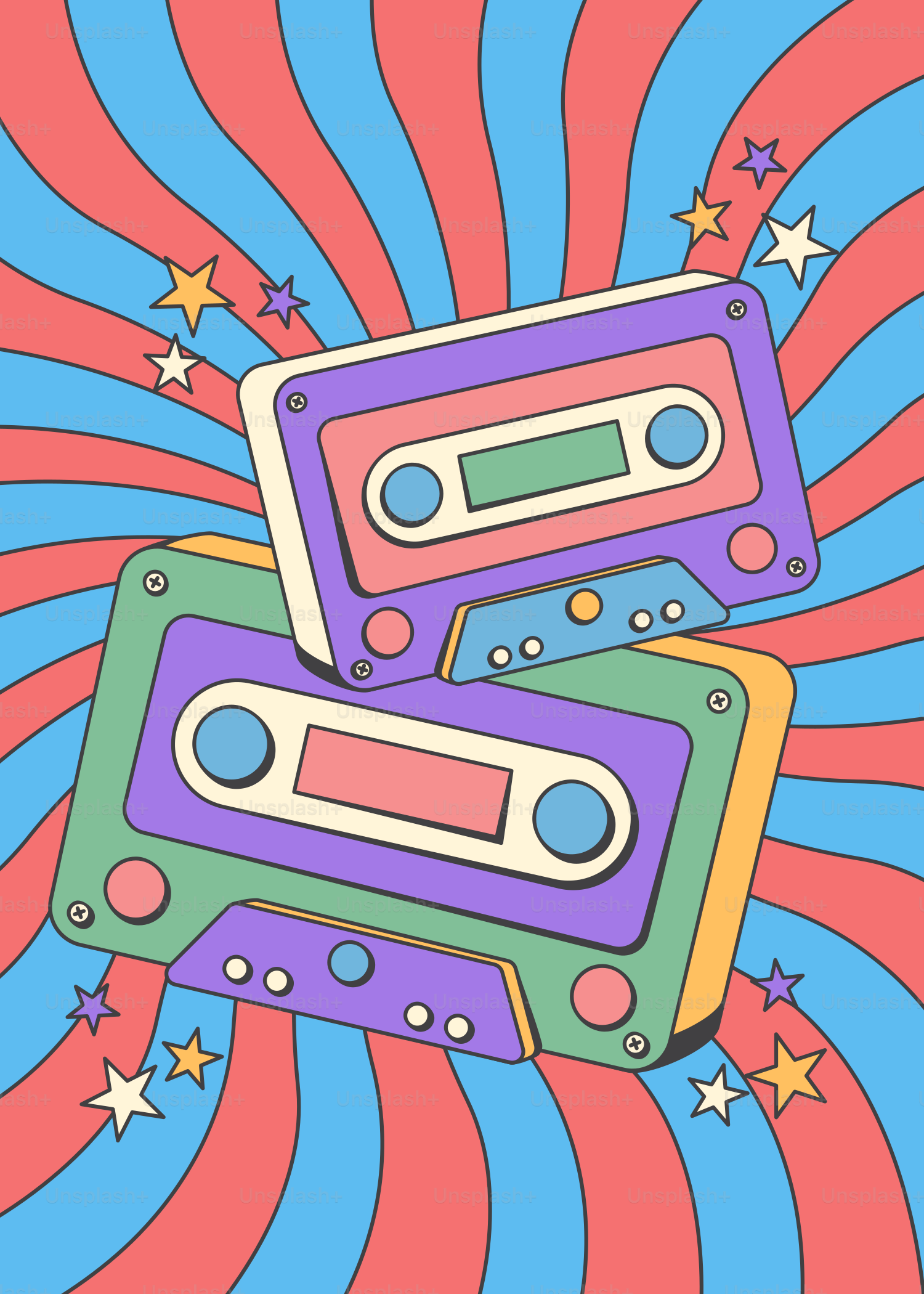 Ein paar Kassetten, die übereinander lagen