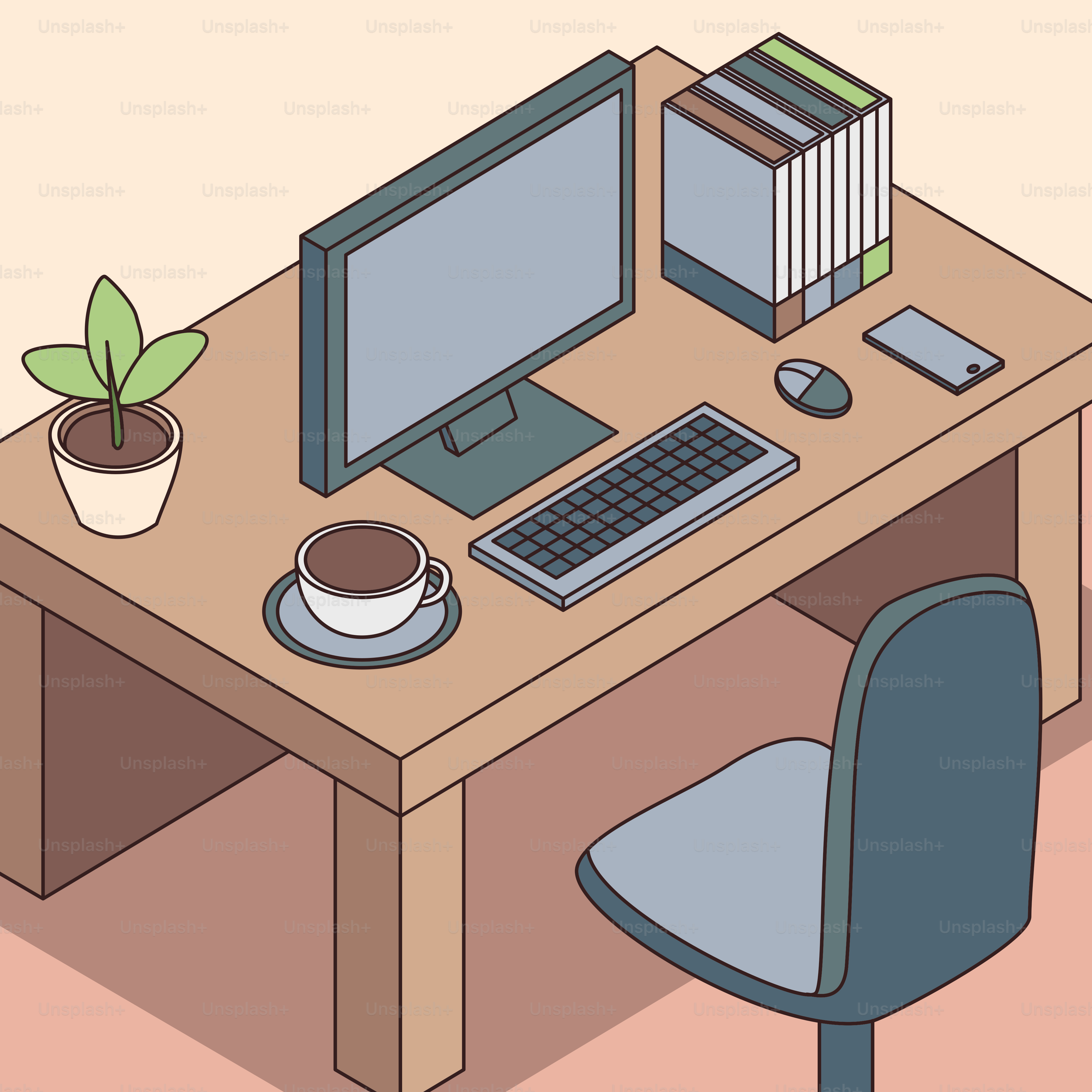 Uma mesa com um computador e um laptop em cima