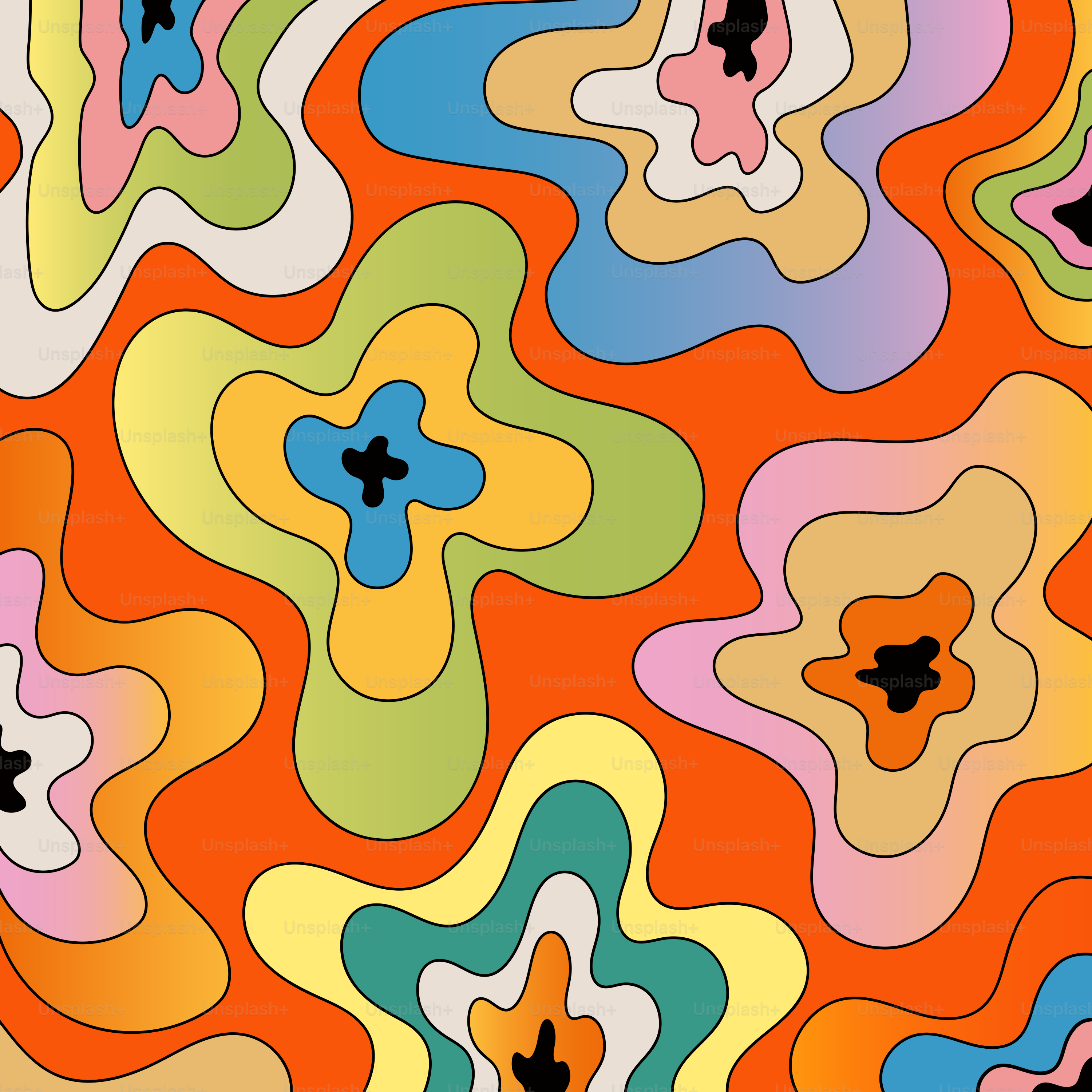 Un patrón muy colorido con muchos colores diferentes