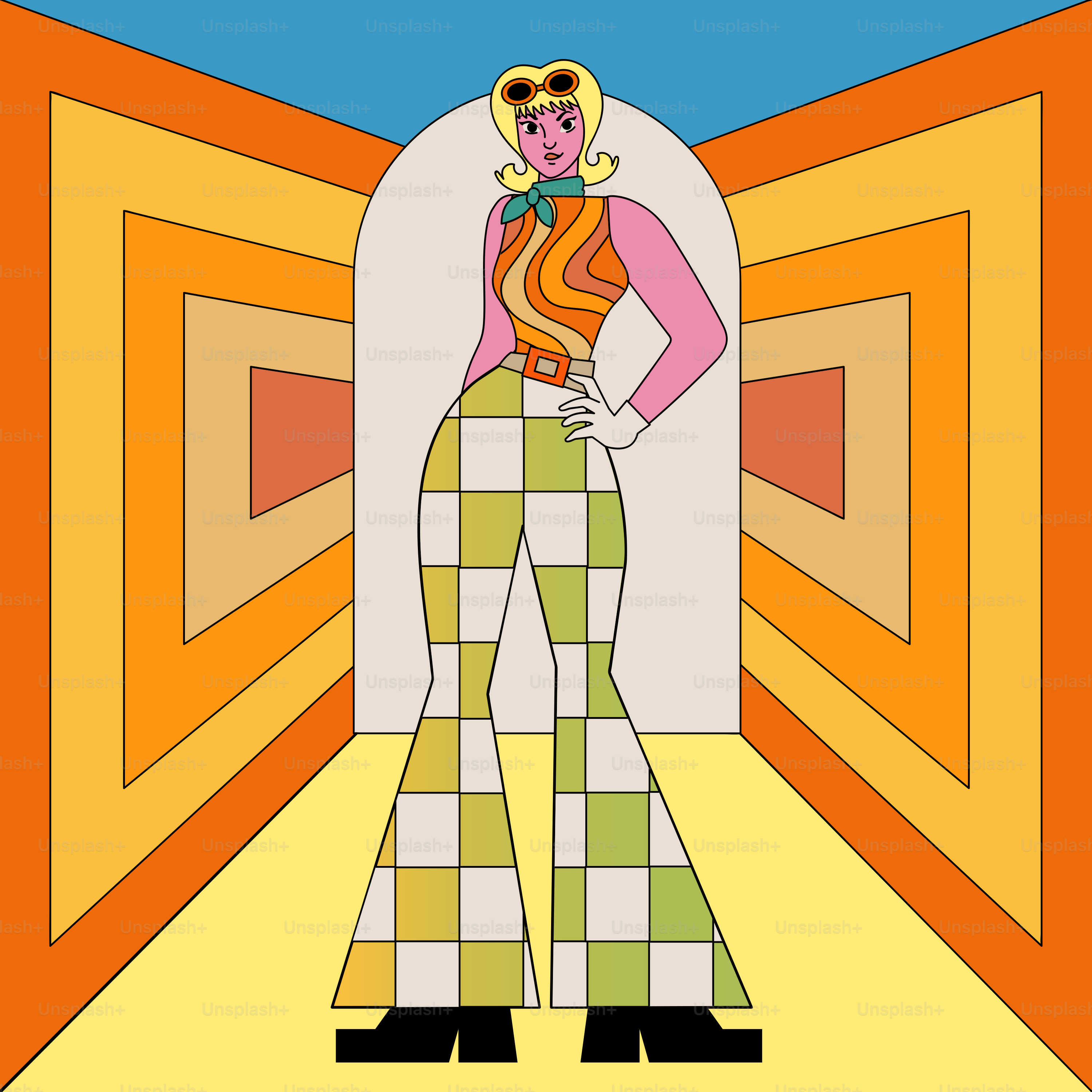 A woman standing in front of a doorway