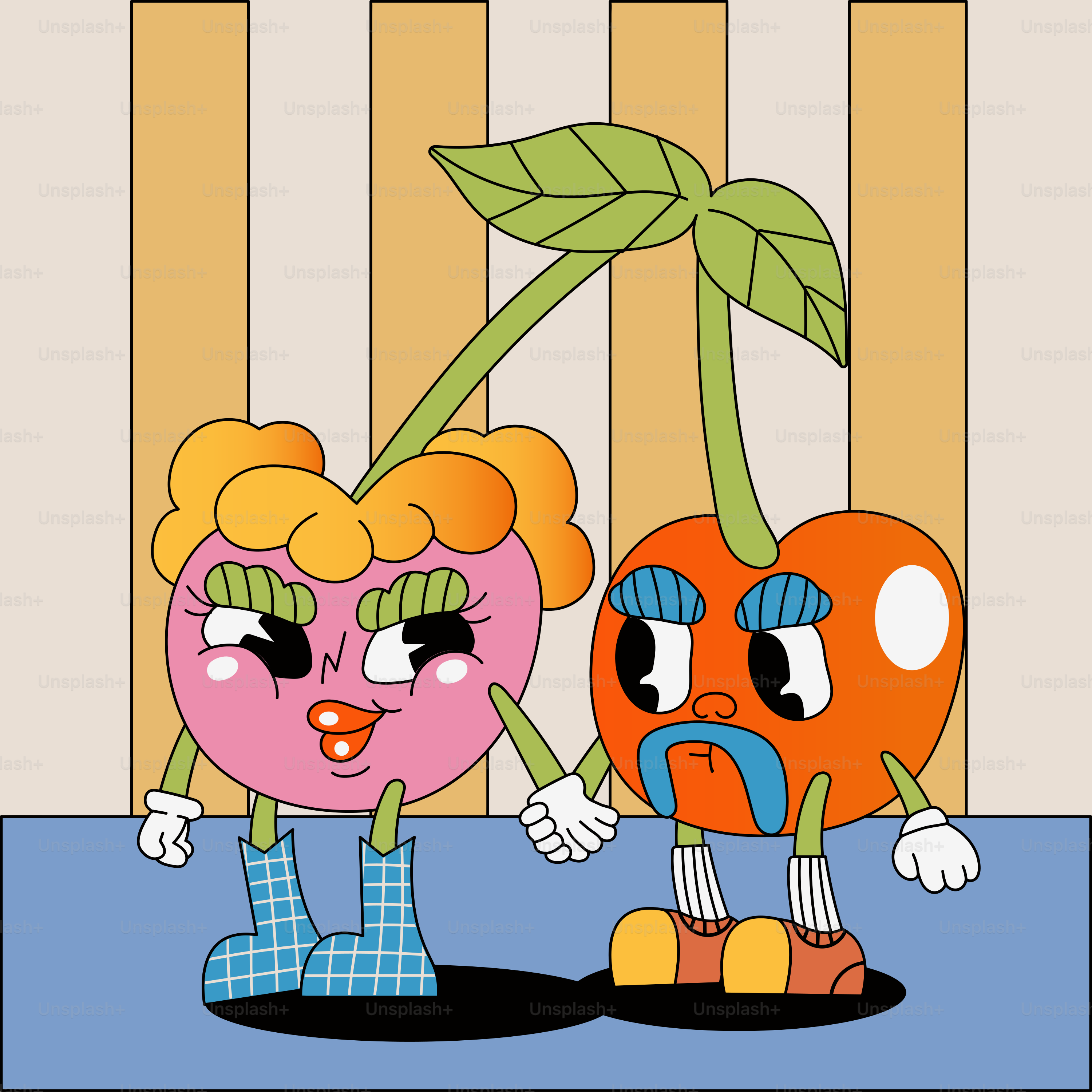 Um par de personagens de banda desenhada que estão ao lado de cada um