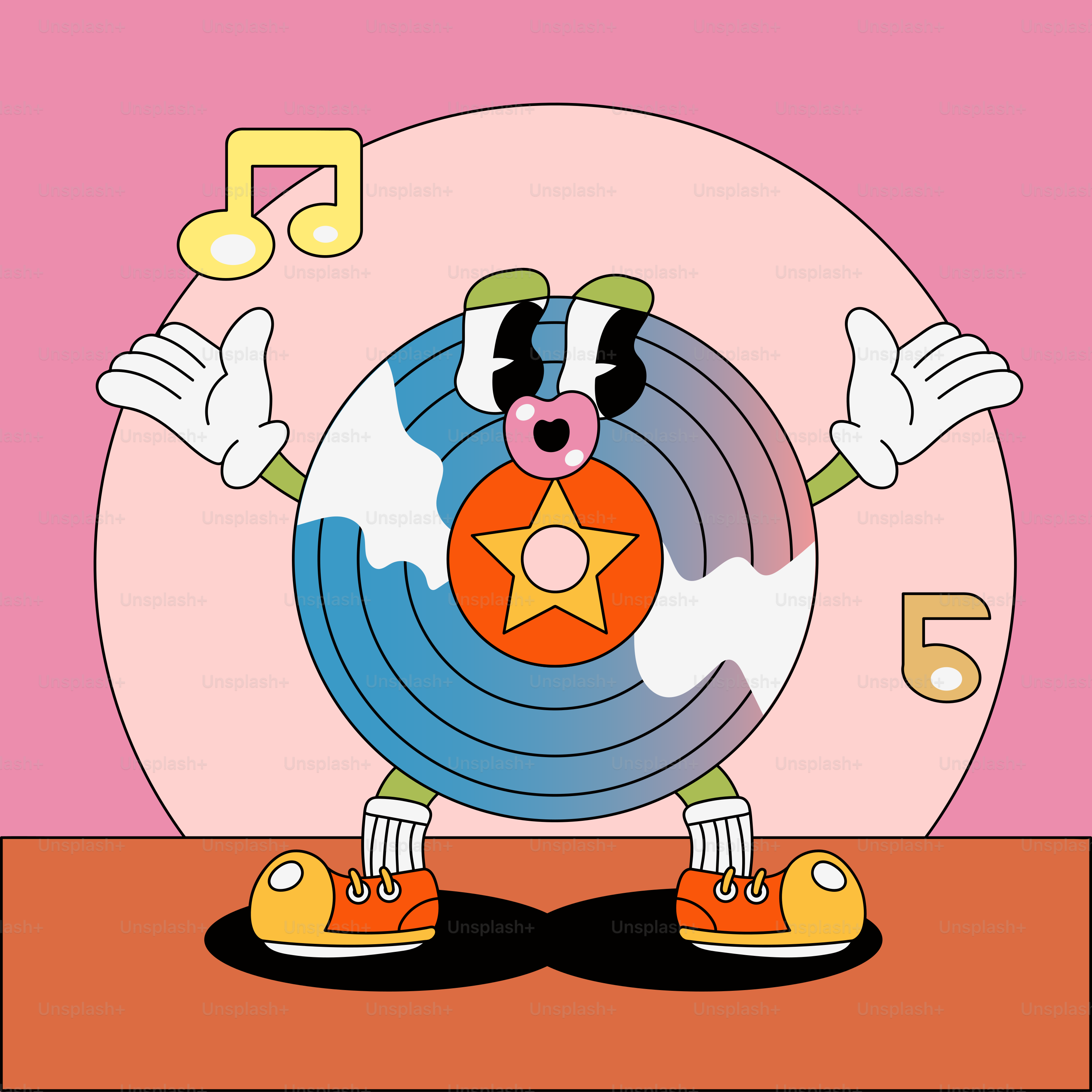 A cartoon character is standing on a desk