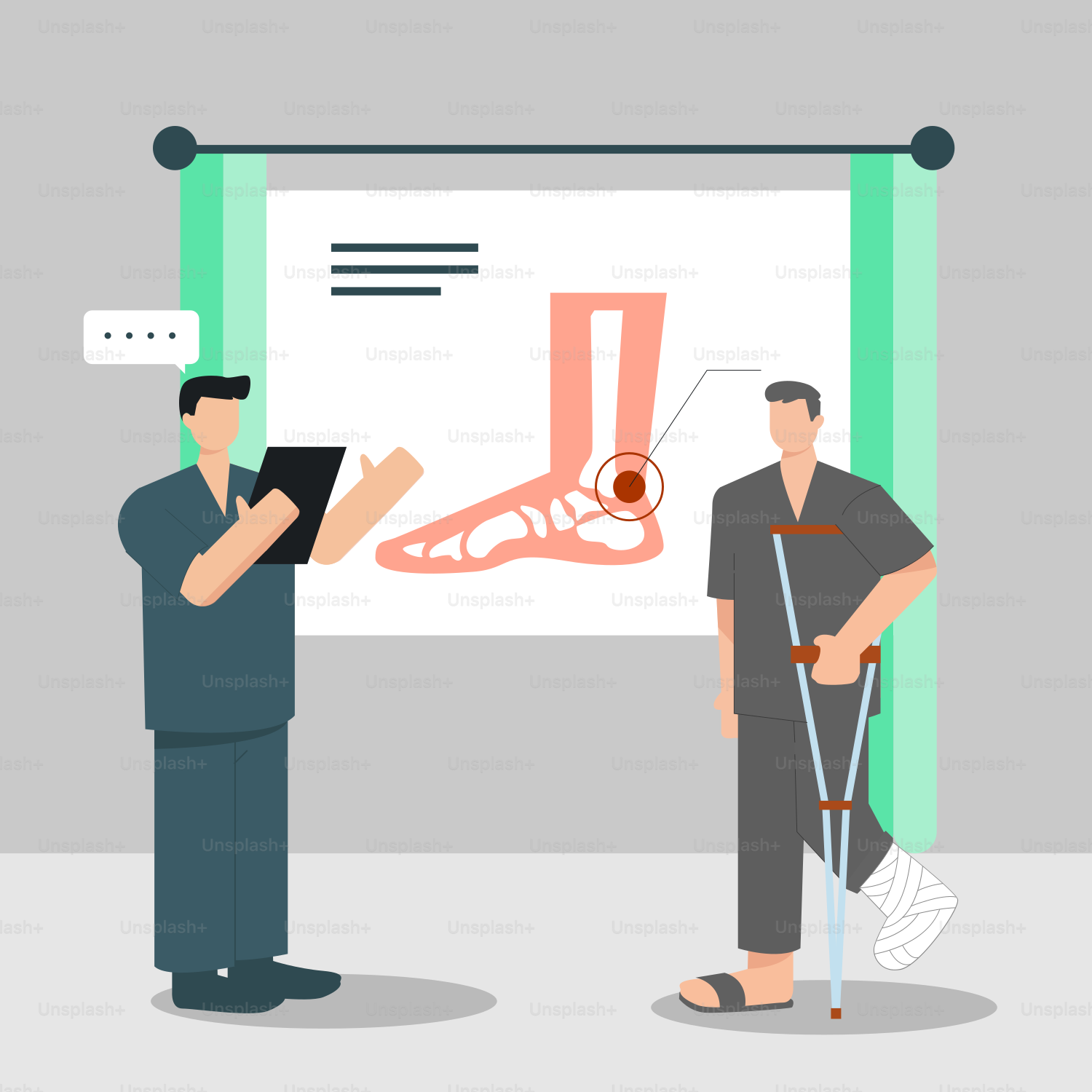 A man with a crutch and a crutch in front of a