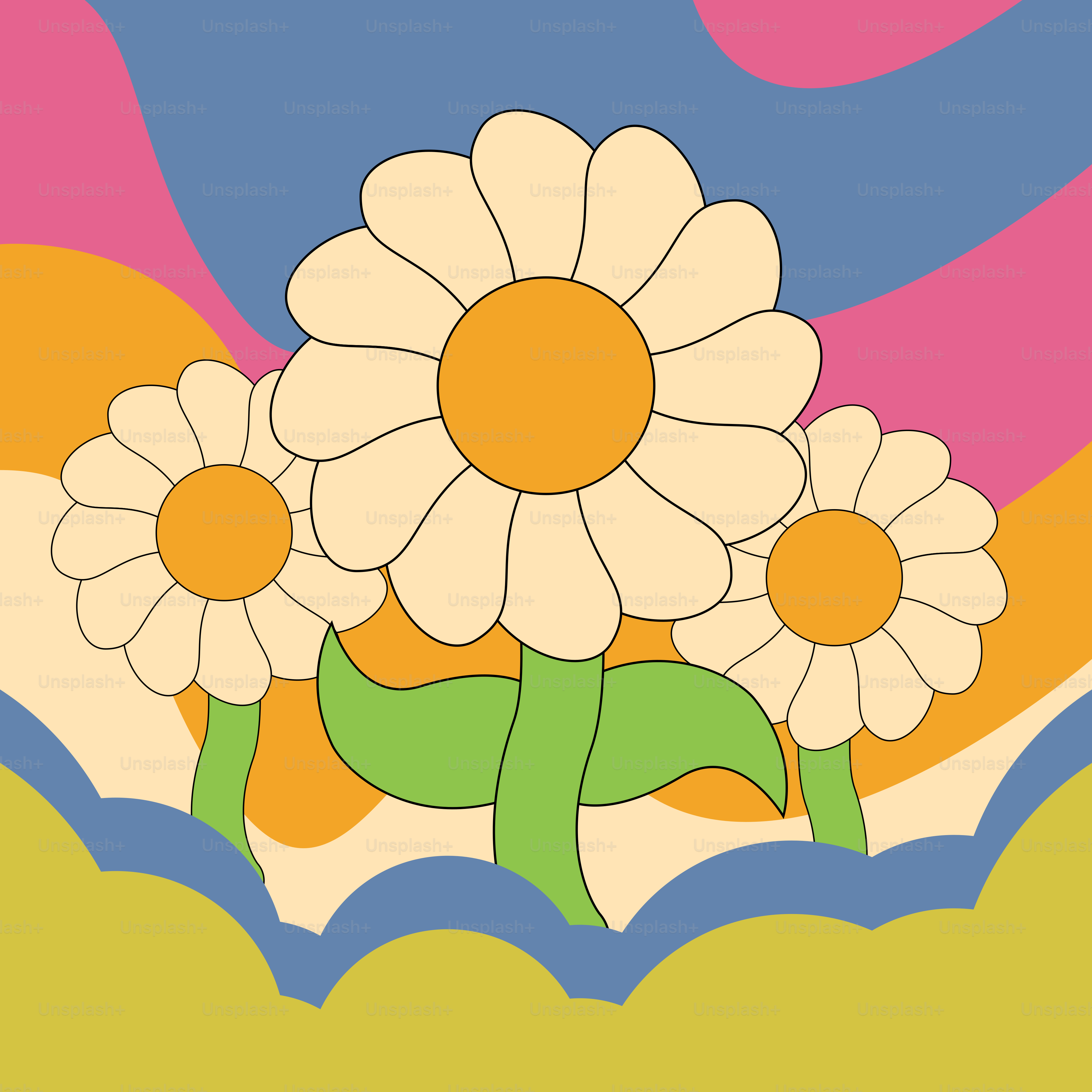 다채로운 배경에 꽃다발이 있는 사진