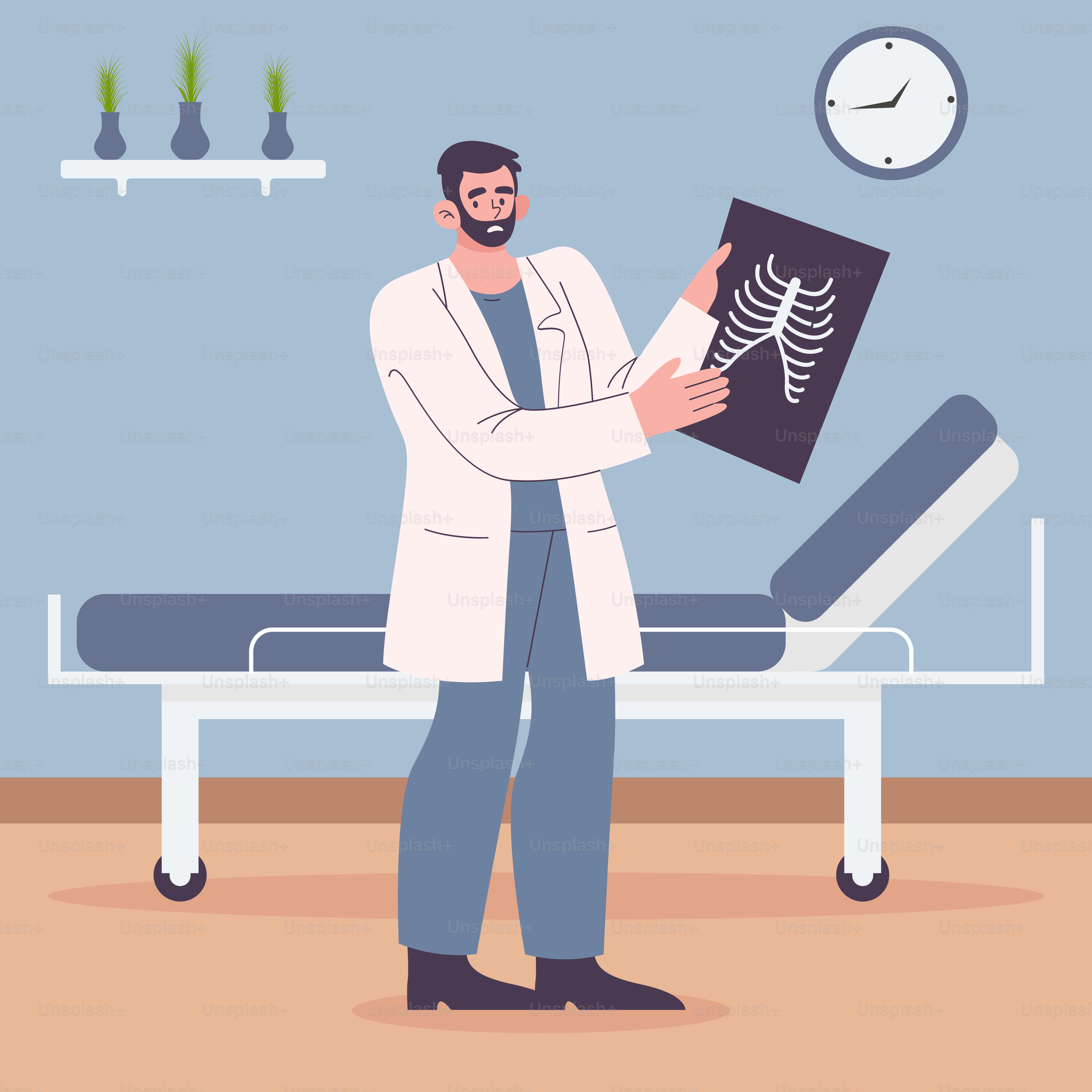 A man in a white lab coat holding a x - ray